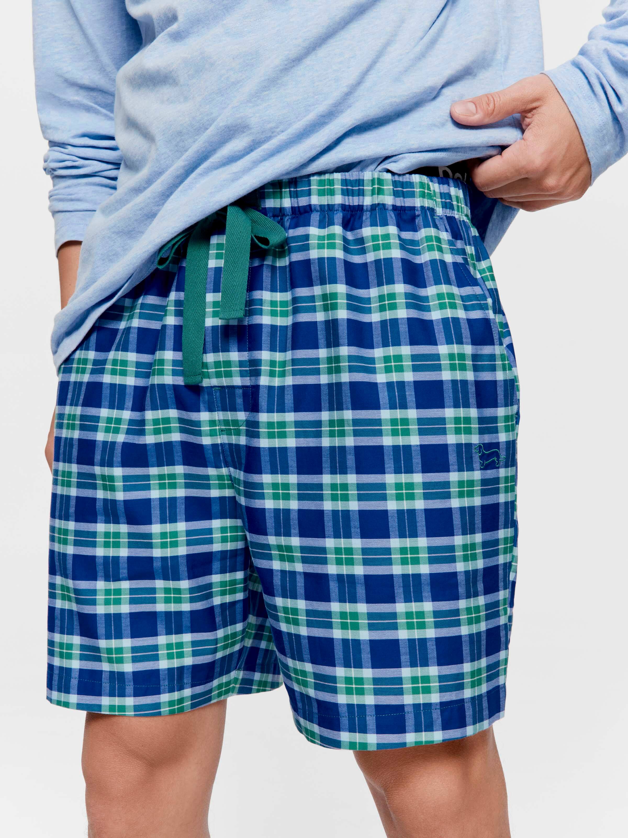 Micro Blue Check Mid Short