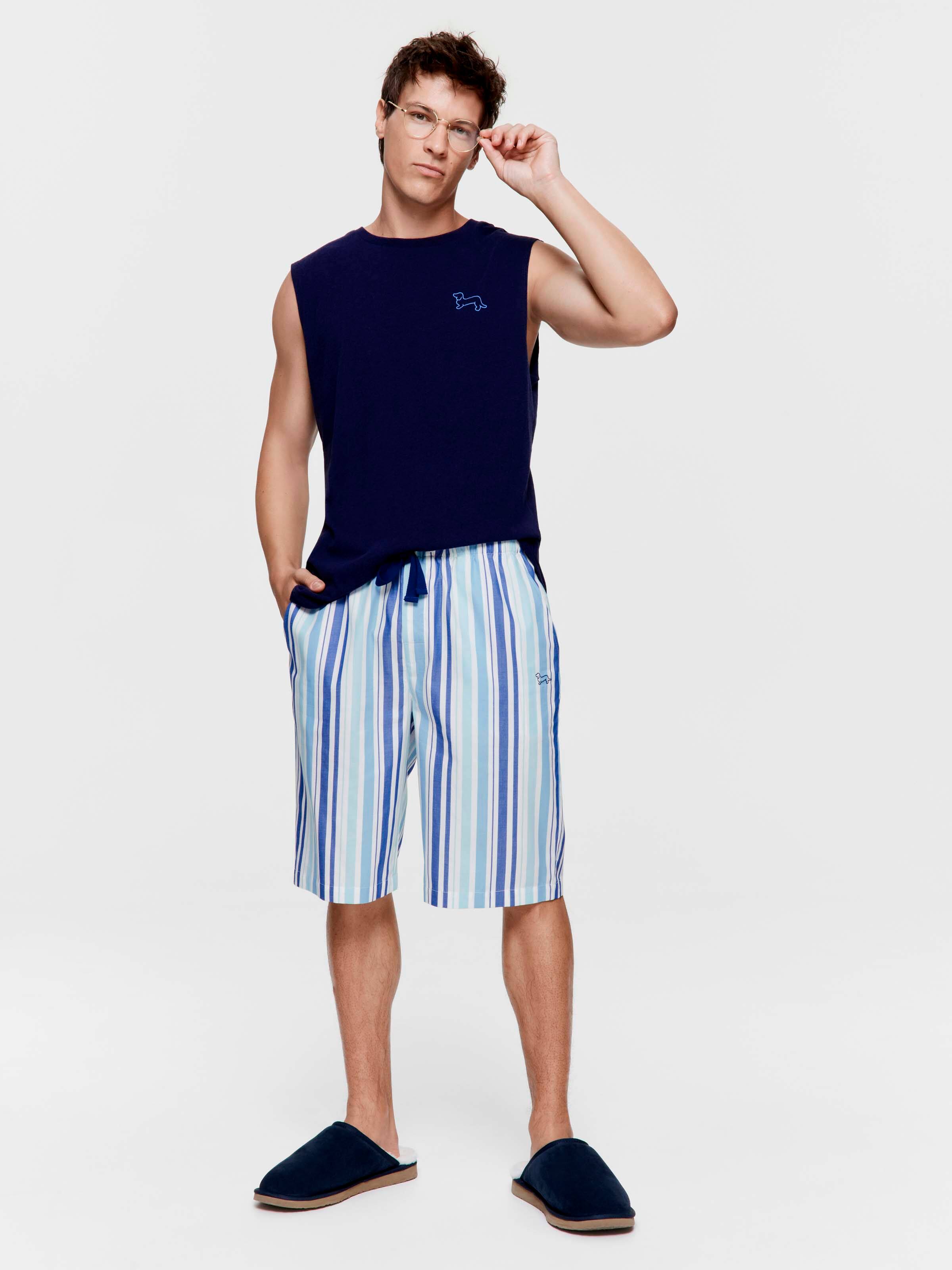 Gradient Blue Stripe Sleep Short