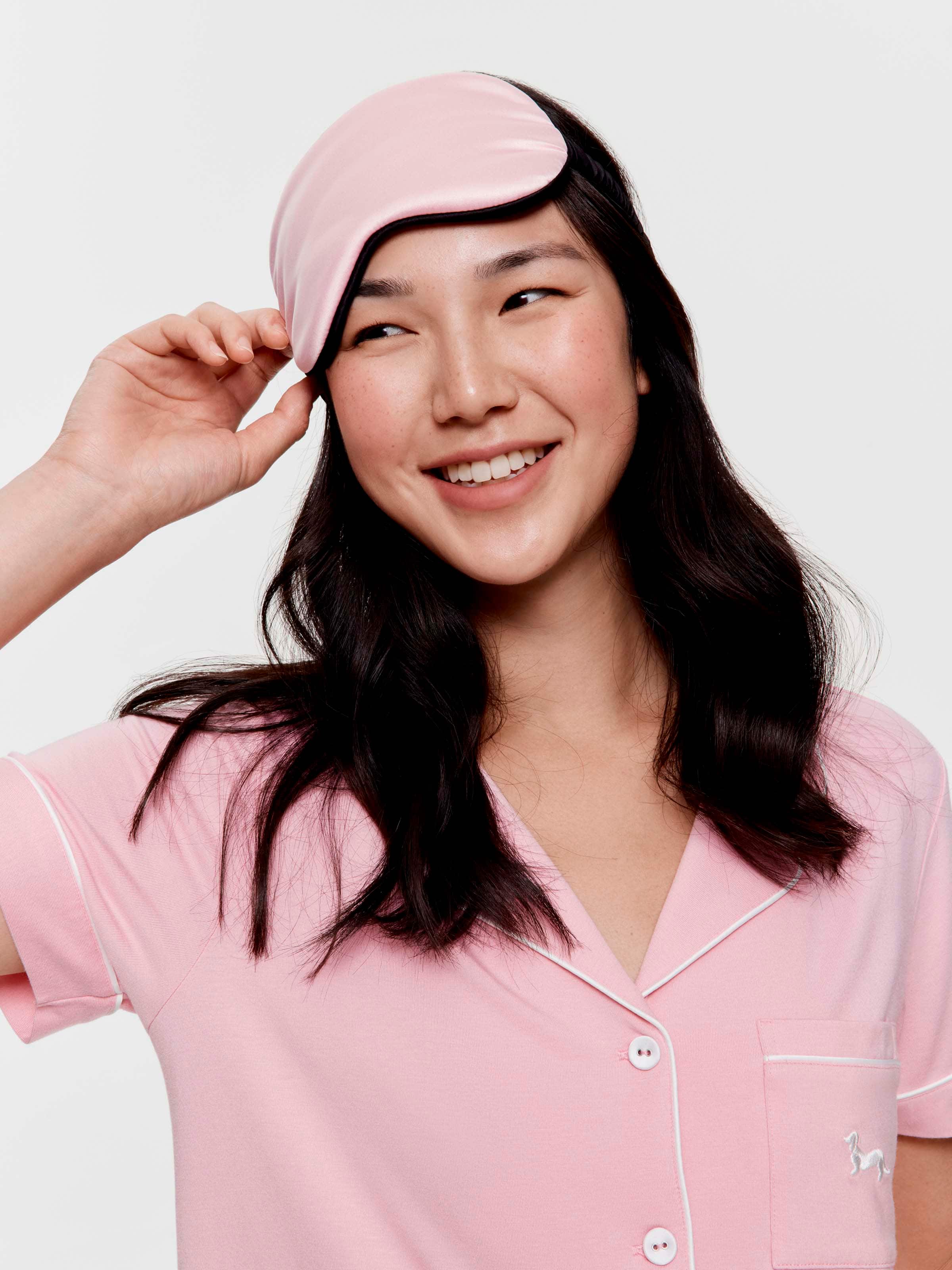 Pink Satin Eye Mask With Pouch