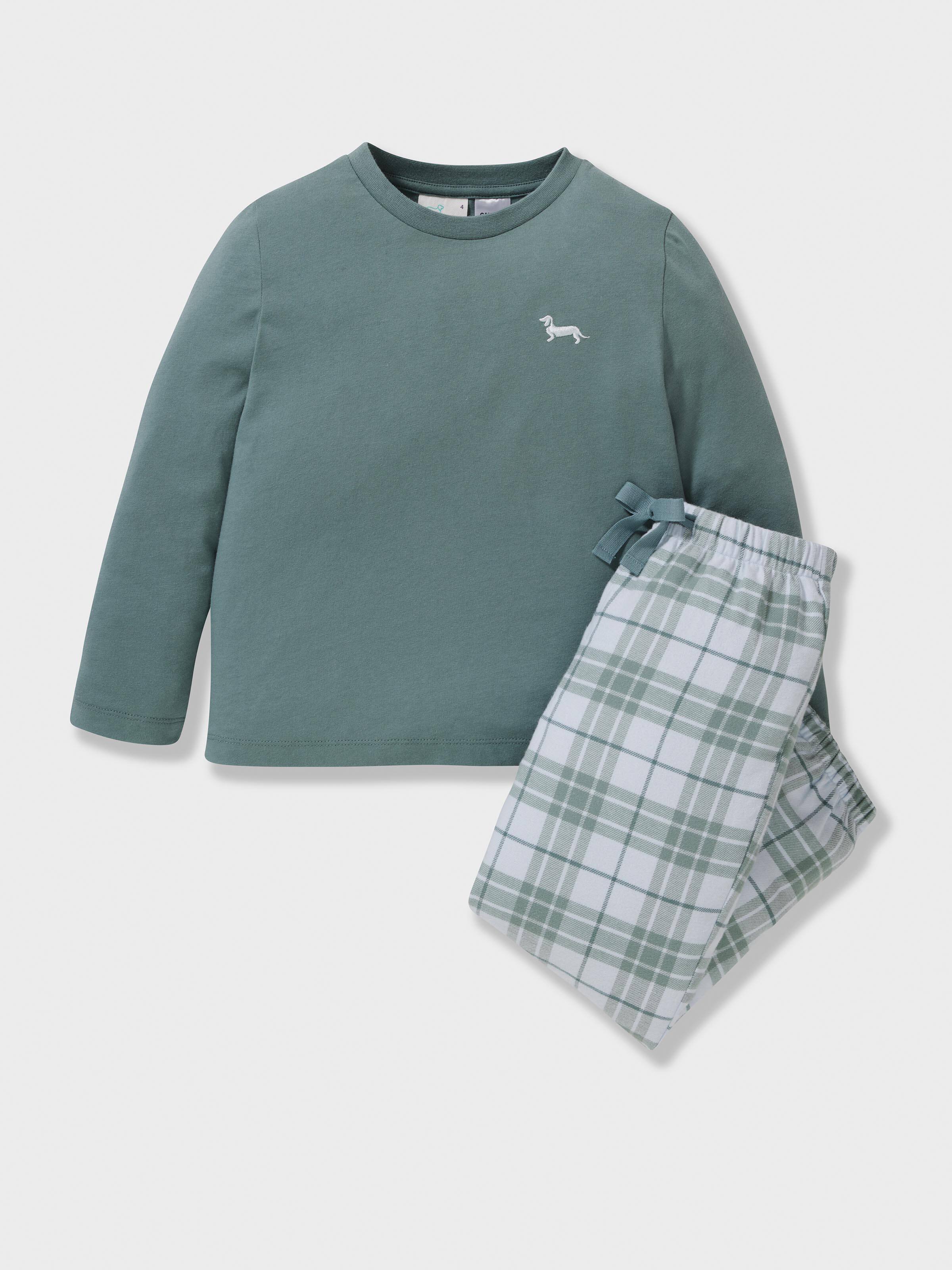 Boys Windowpane Check 100% Cotton Long Pj Set