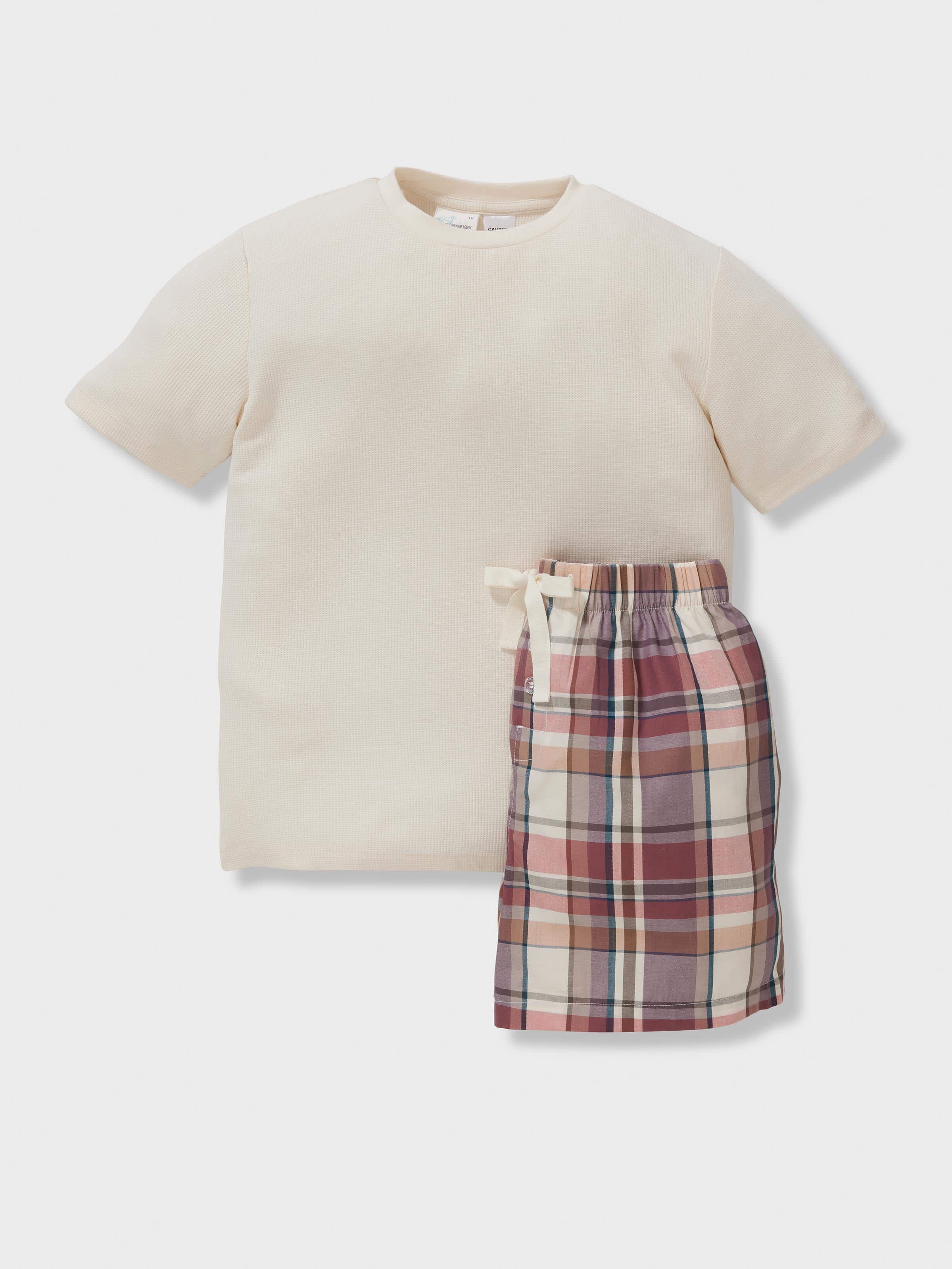 Boys Waffle Check Short Pj Set