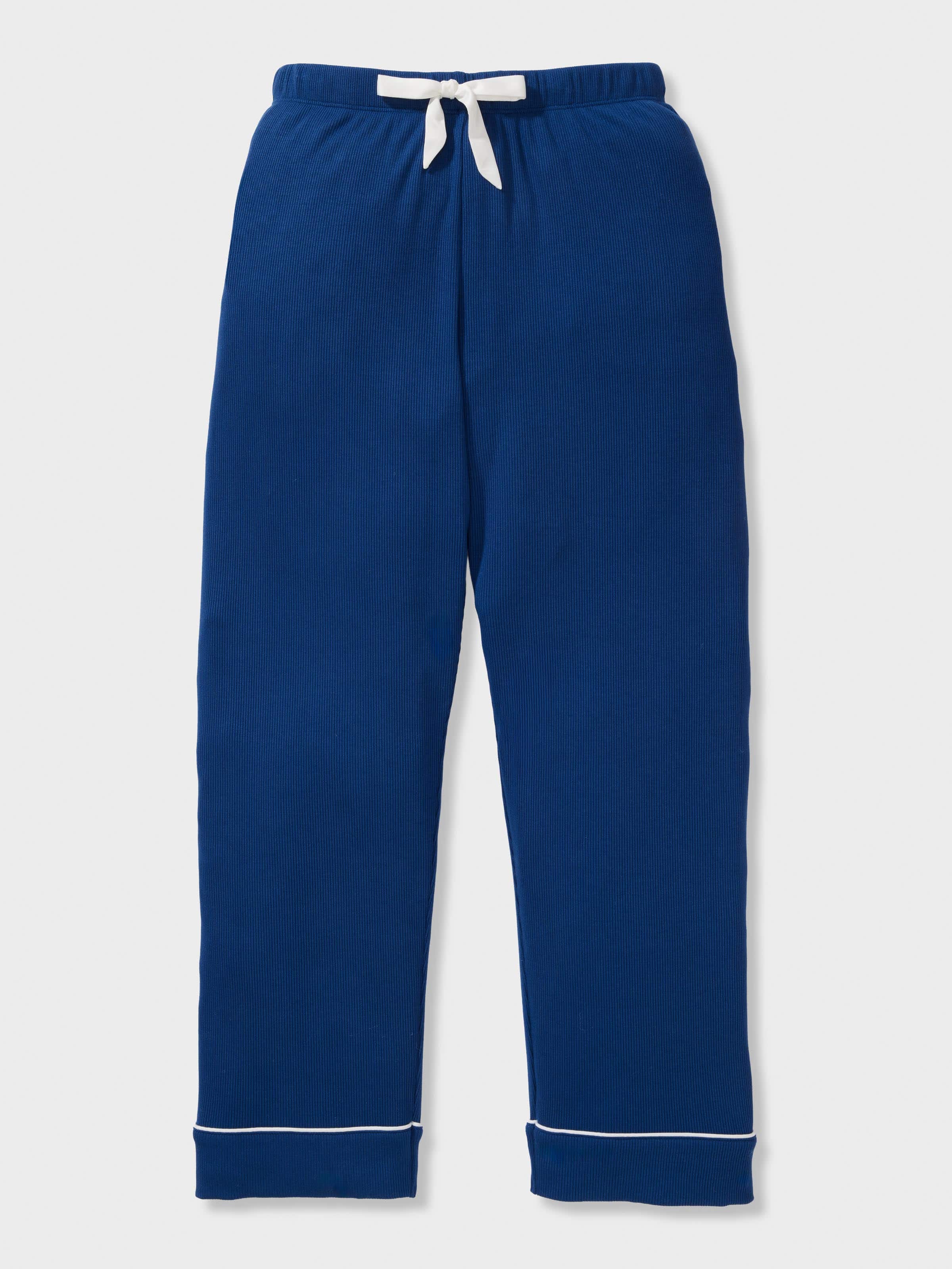 Girls Blue Bamboo Rib Long Classic Pj Set