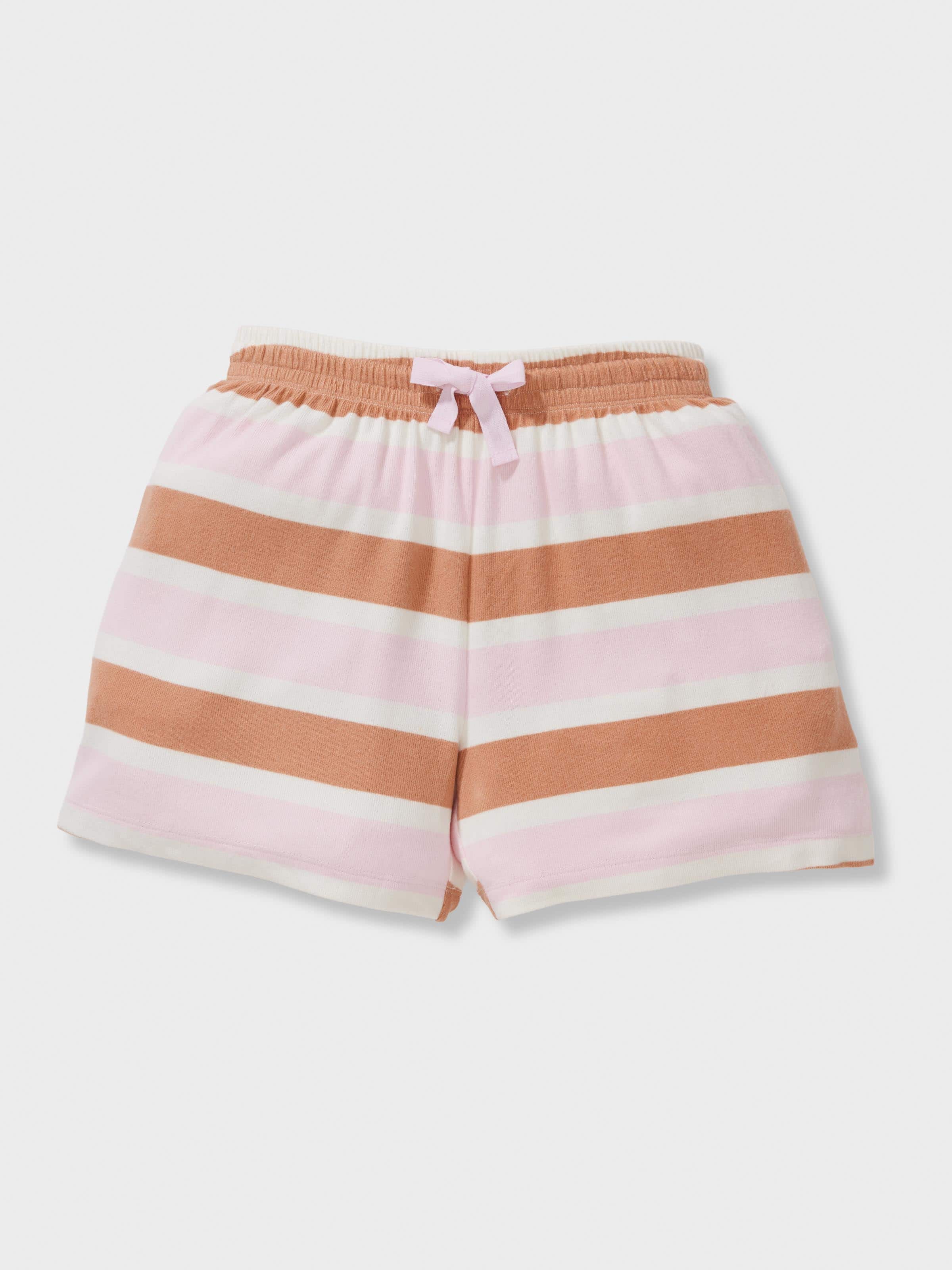 Girls Fuzzy Stripe Short Pj Set