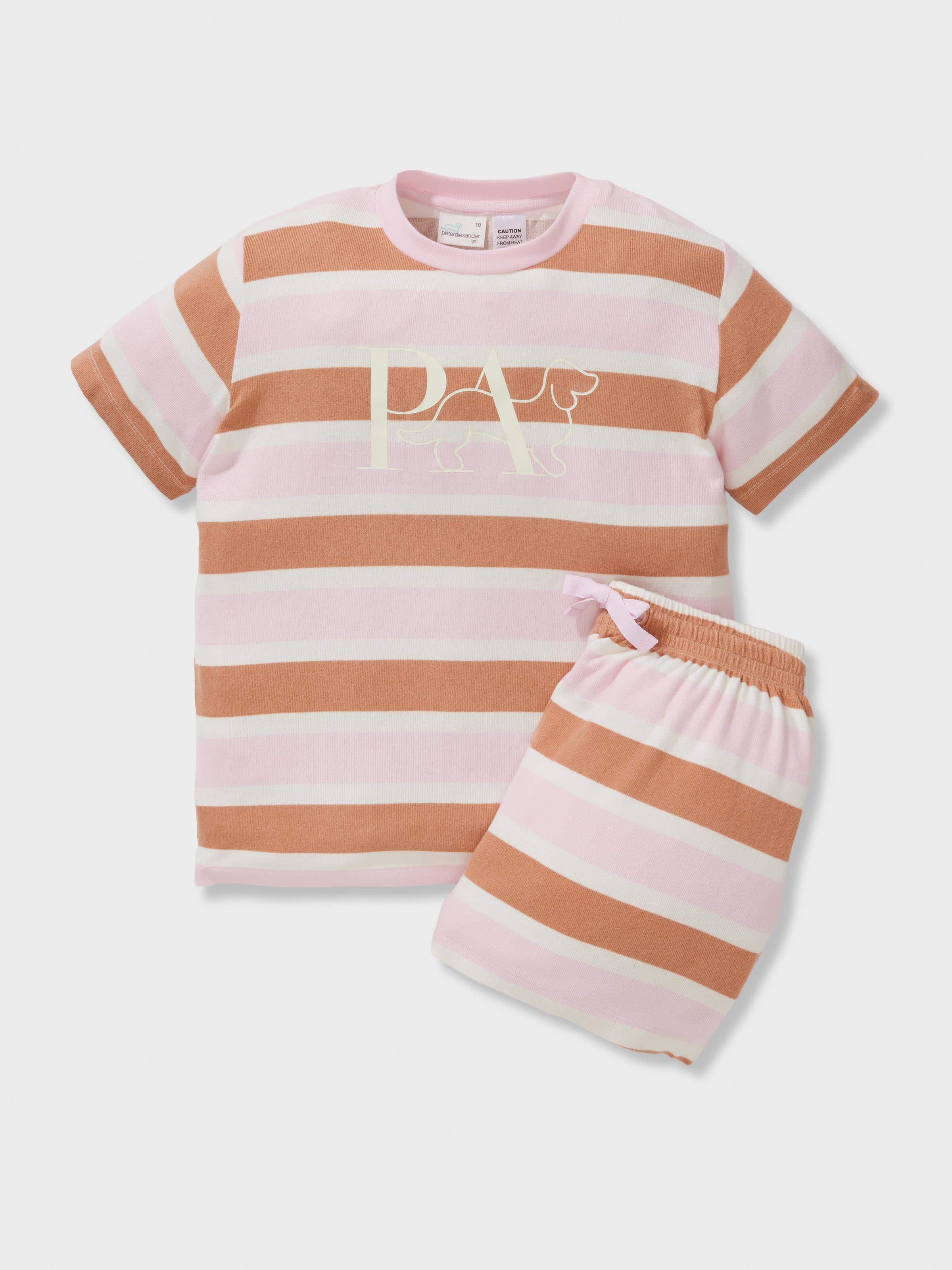 Girls Fuzzy Stripe Short Pj Set