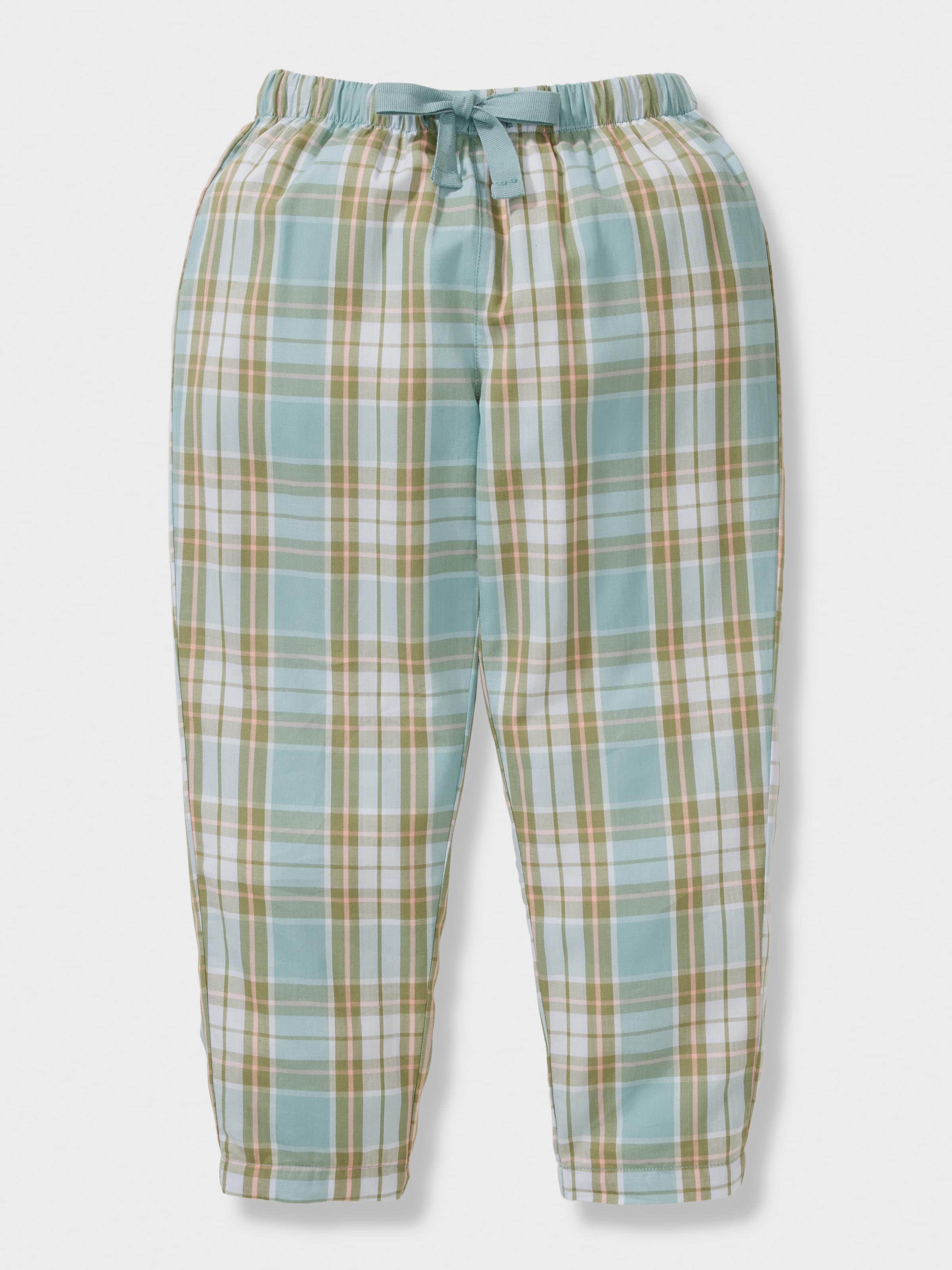 Jnr Boys Blue Check 100% Cotton Long Pj Set