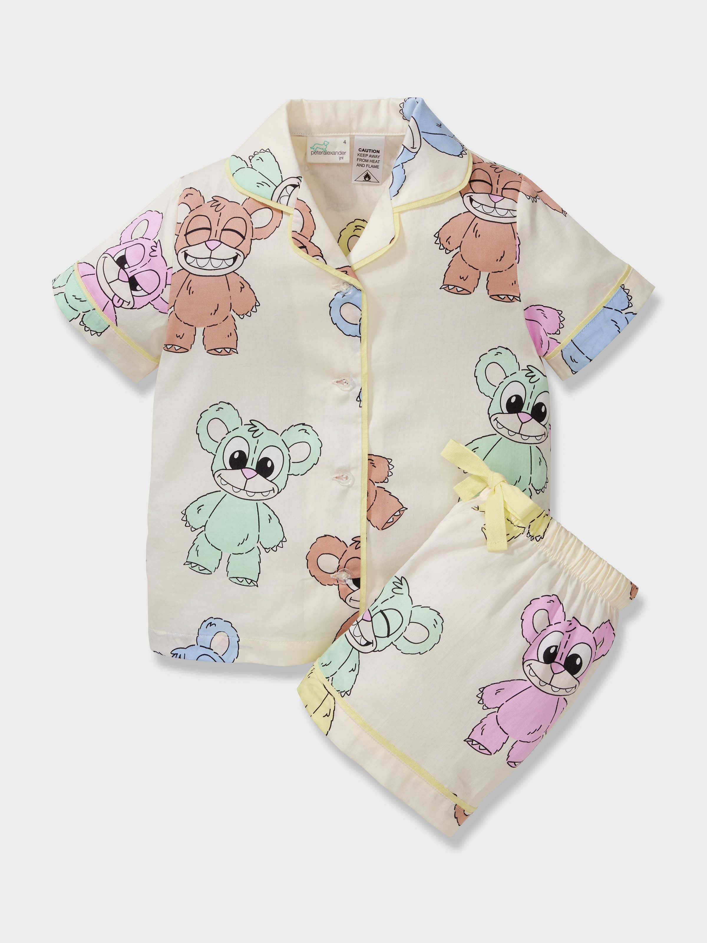 Girls Scare Bears 100% Cotton Short Classic Pj Set