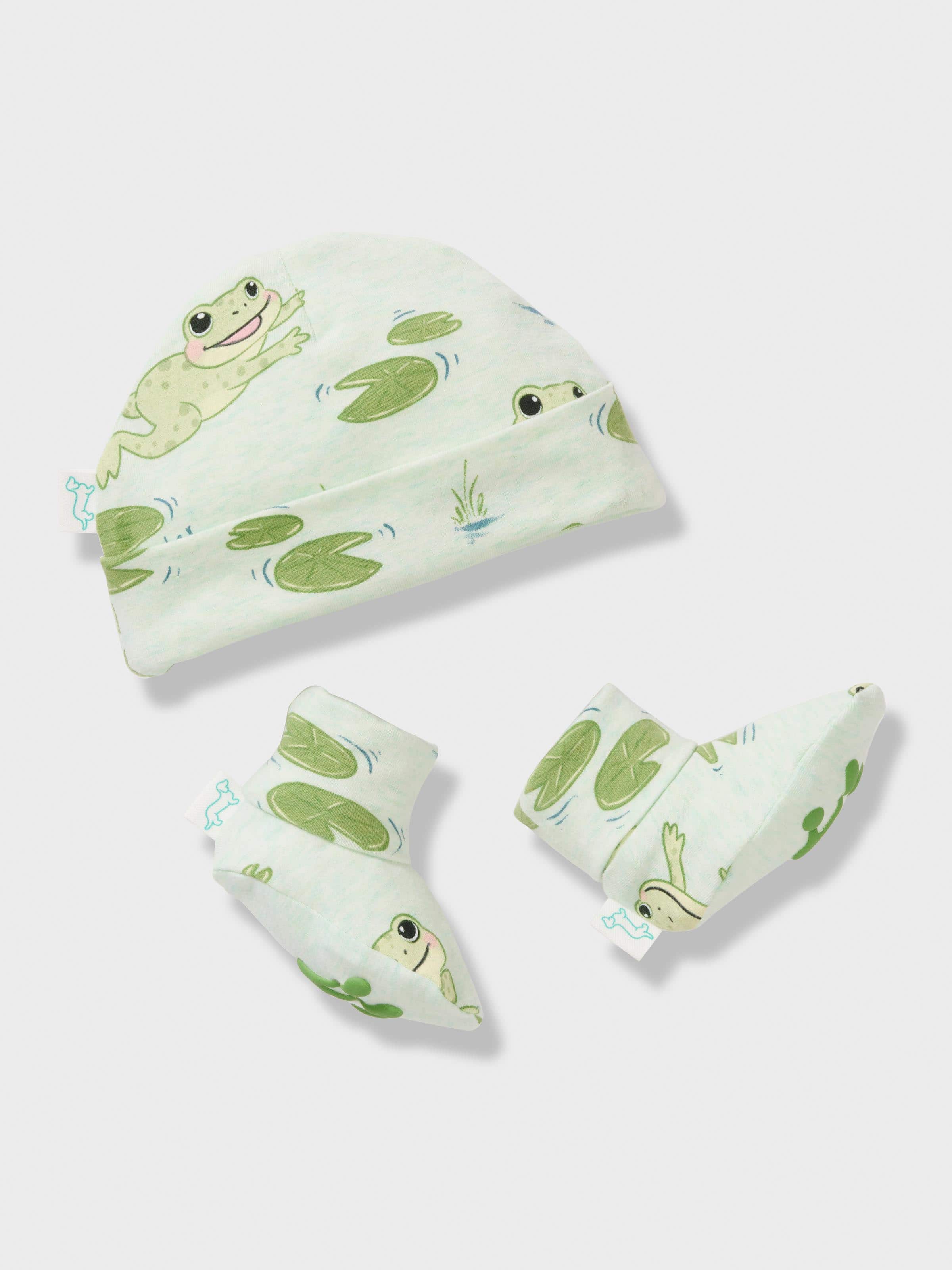 Baby Organics Frog Beanie & Booties Set