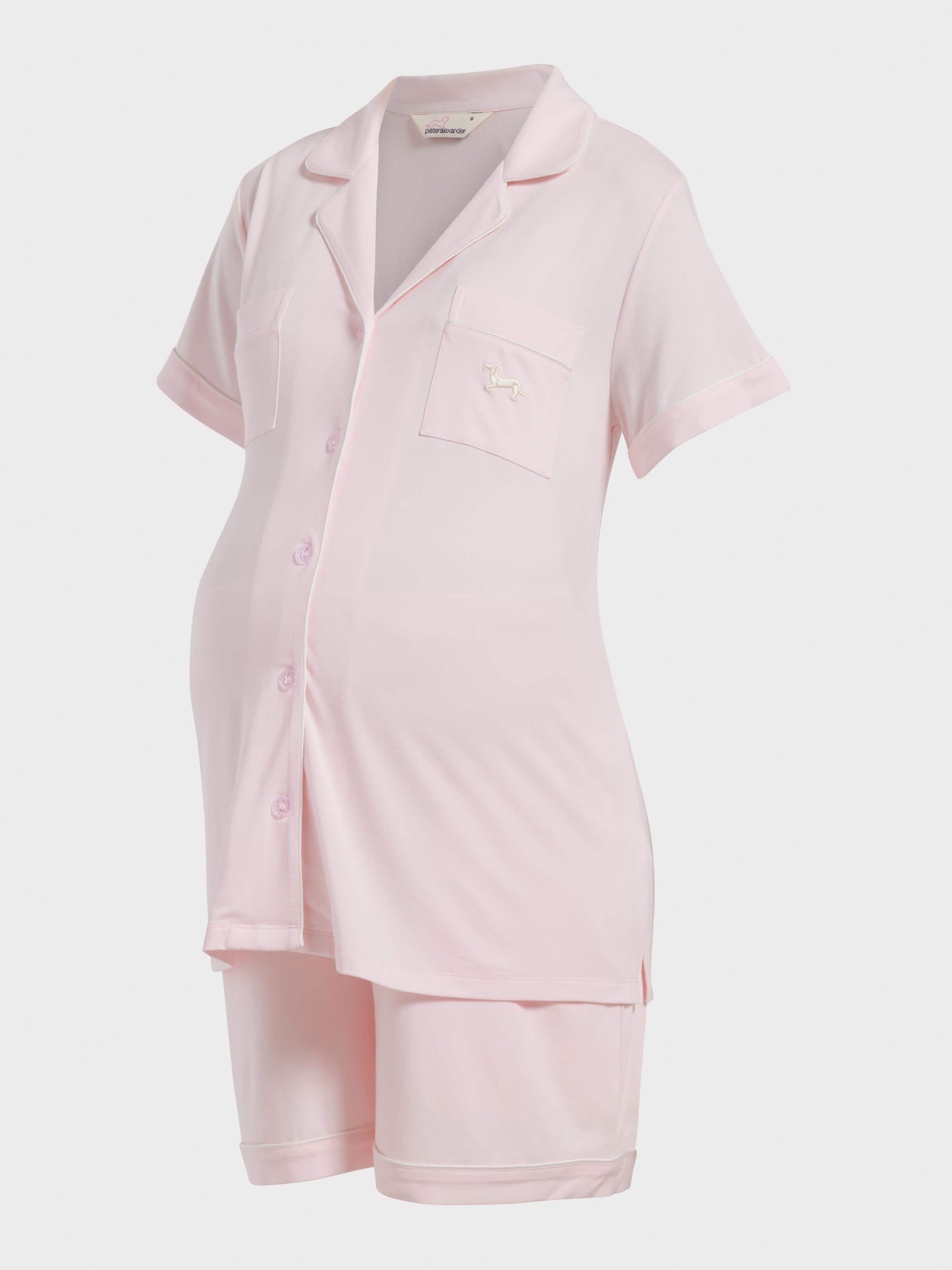 Maternity Pink Bamboo Jersey Shortie Pj Set