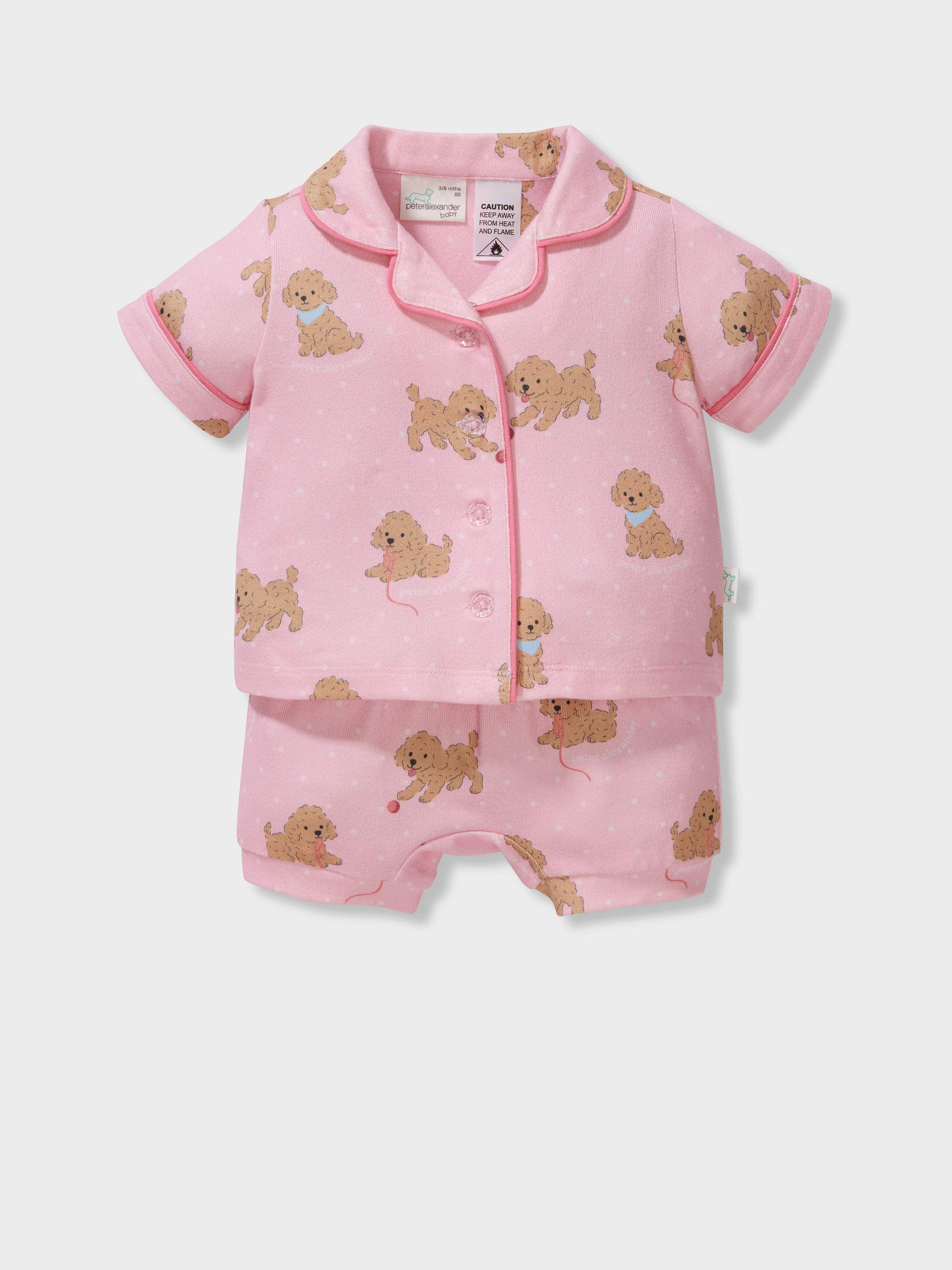 Baby Girl Plush Puppy Spots Classic Short Pj Set