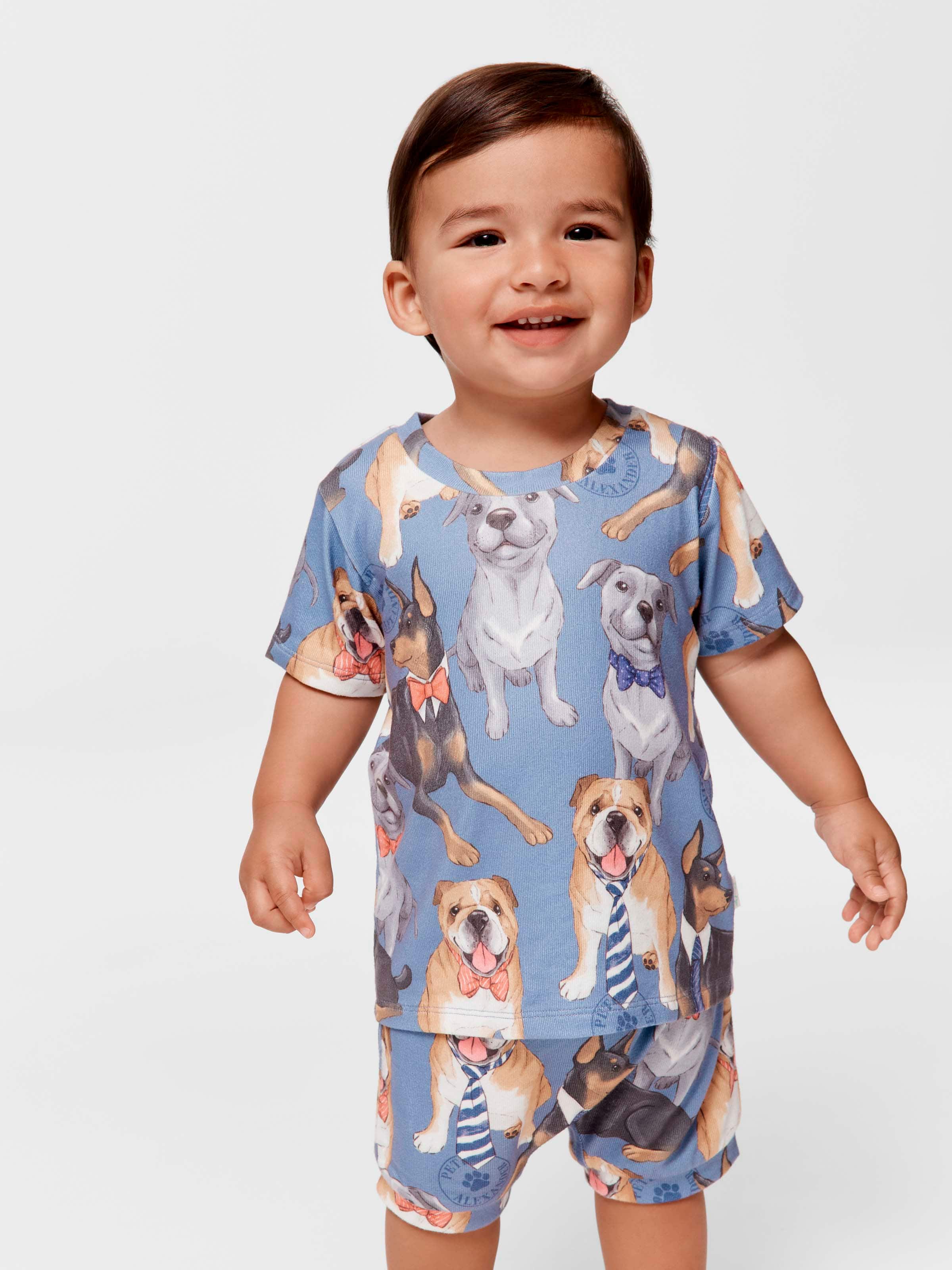 Baby Clever Dogs Plush Short Pj Set