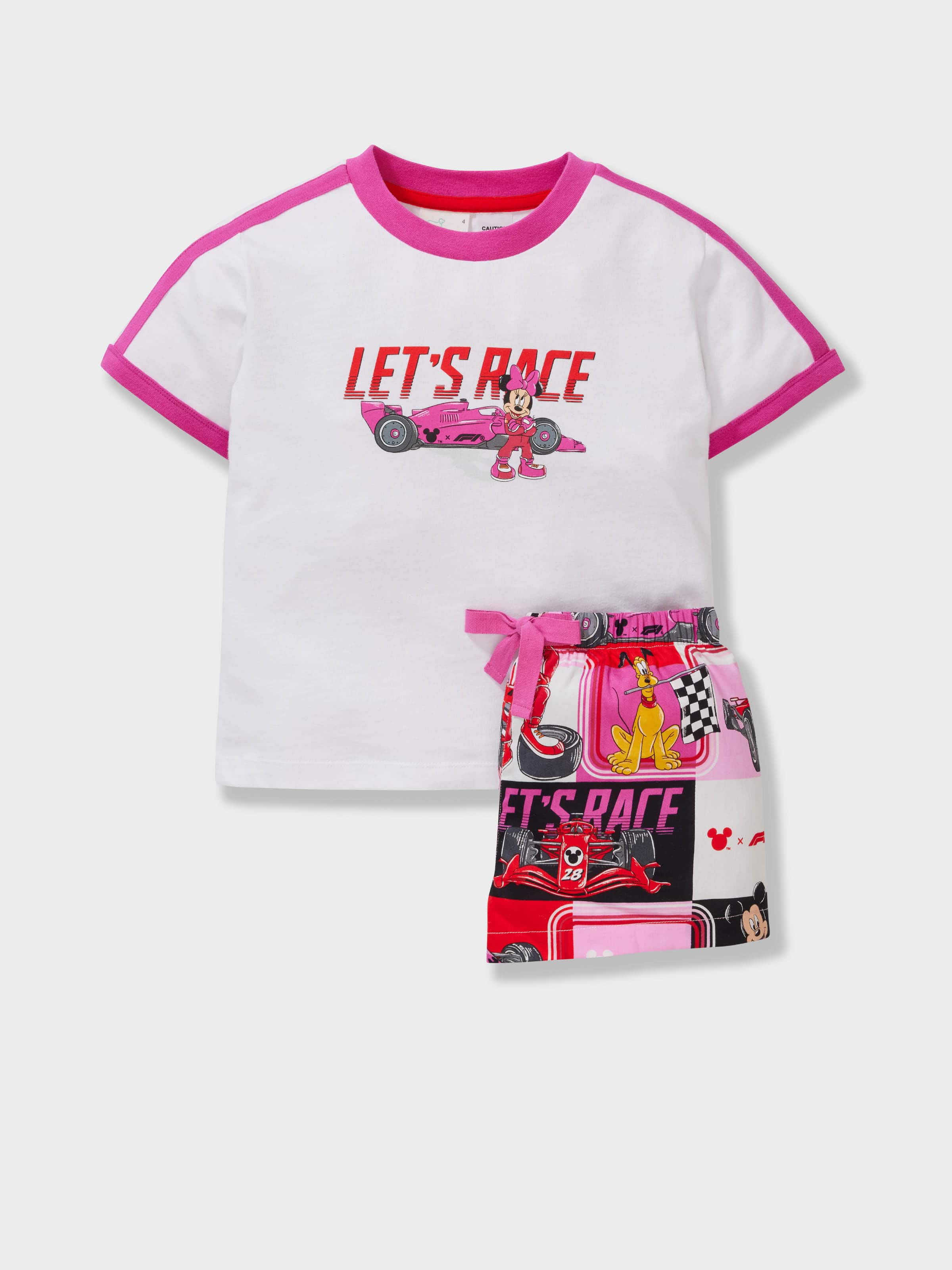 Jnr Girls Disney X Formula 1 100% Cotton Short Pj Set