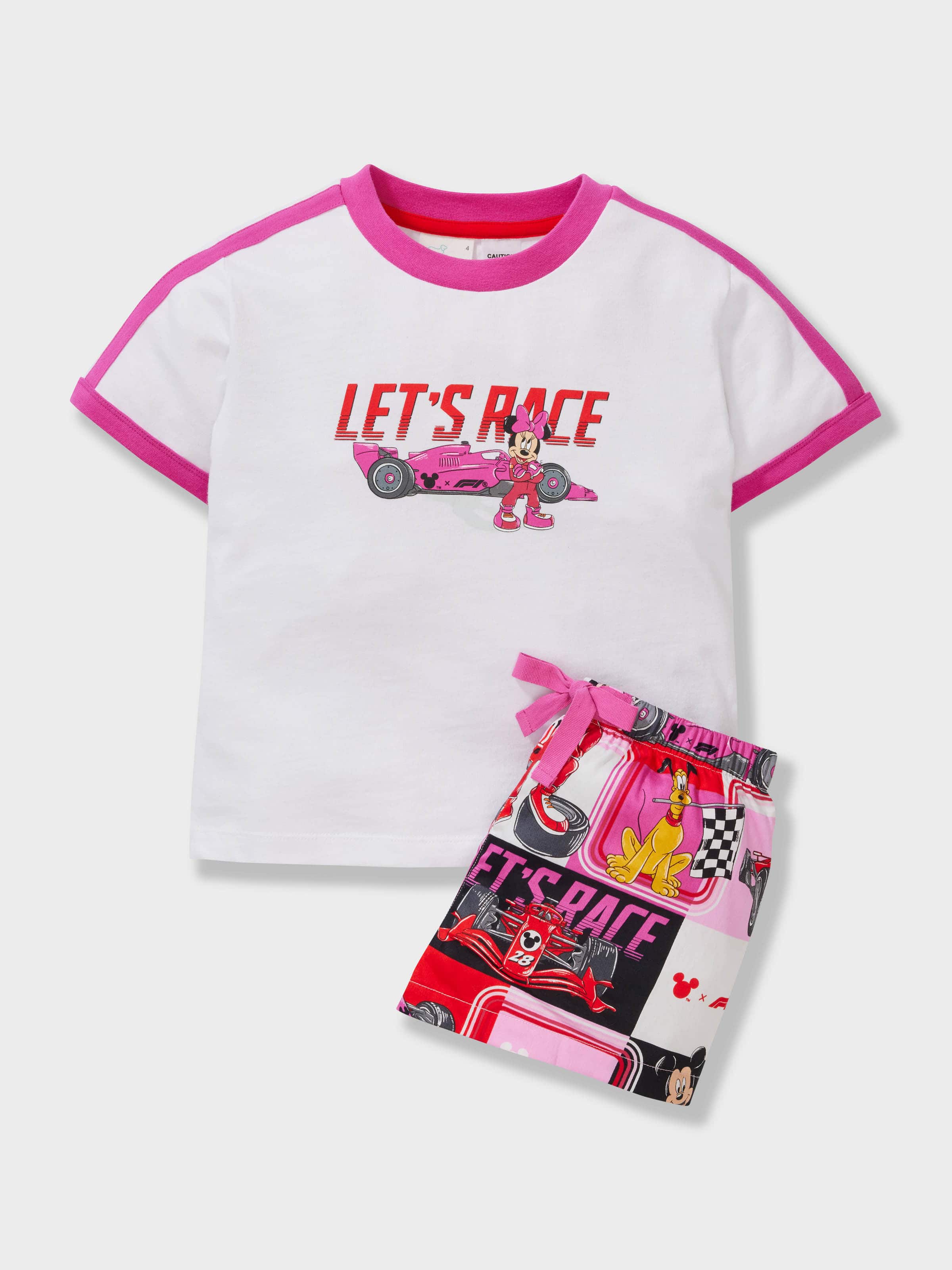 Girls Disney X Formula 1 100% Cotton Short Pj Set