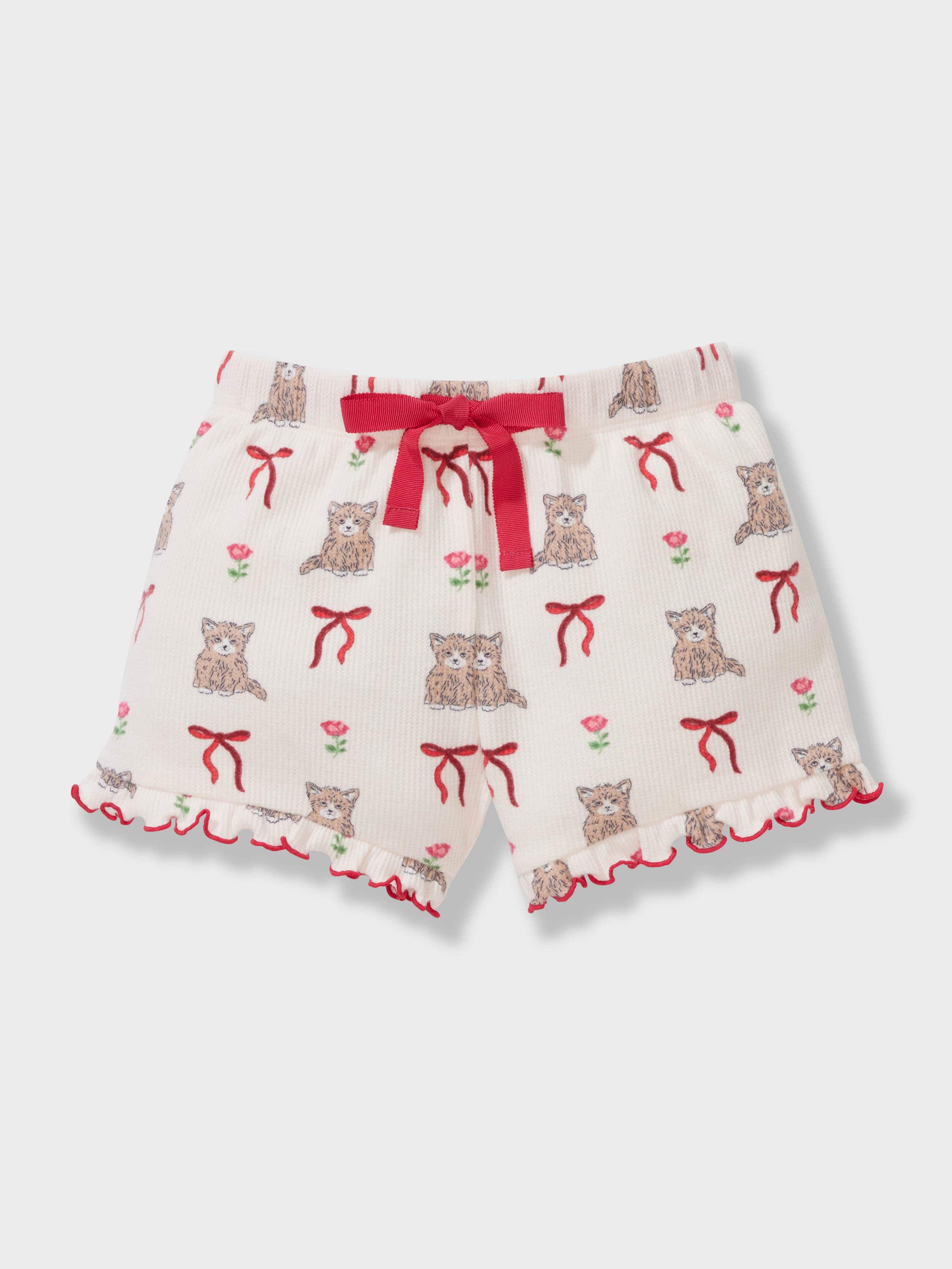 Jnr Girls Kittens Waffle Short Pj Set