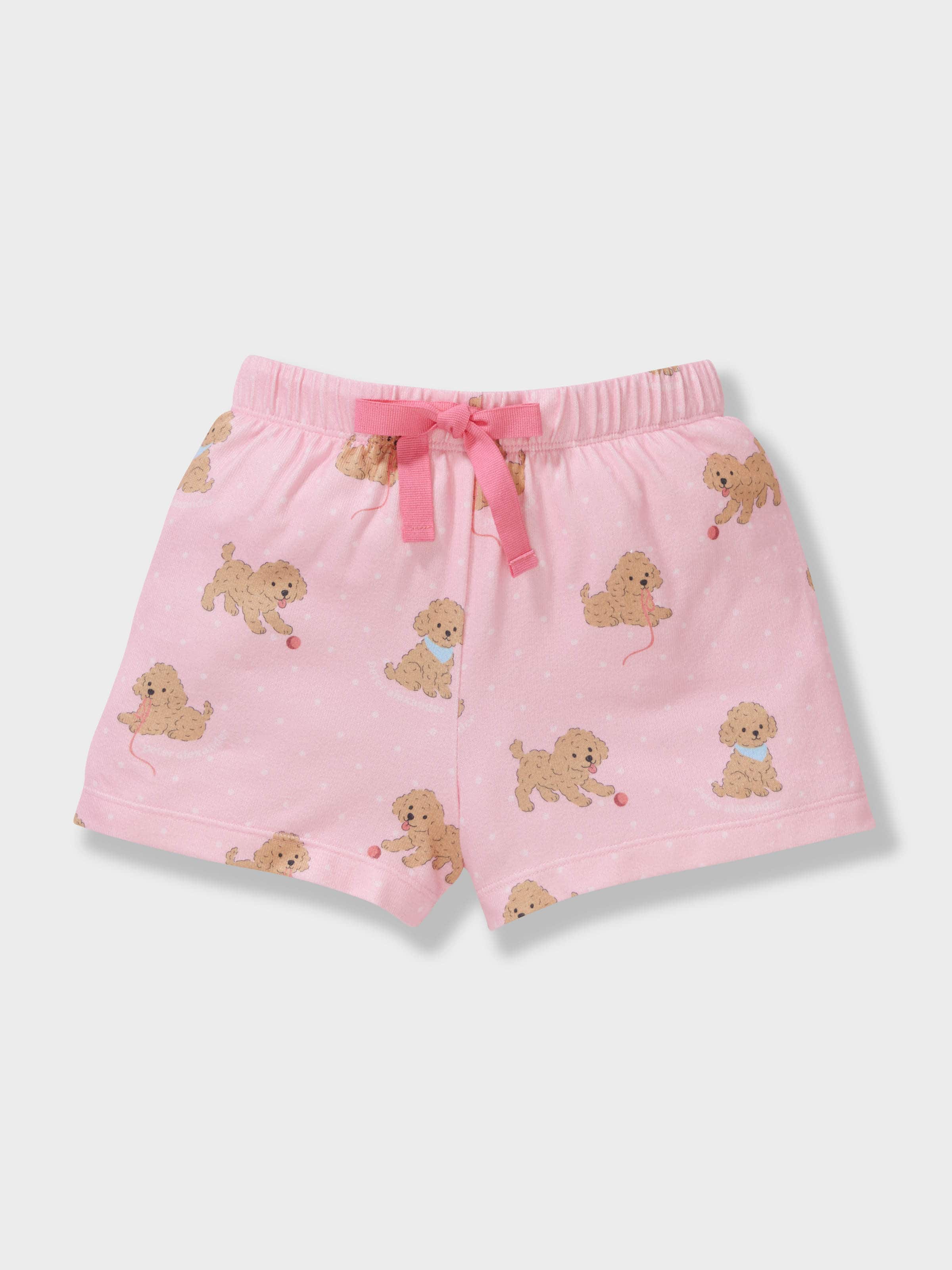 Jnr Girls Puppy Spots Plush Classic Short Pj Set