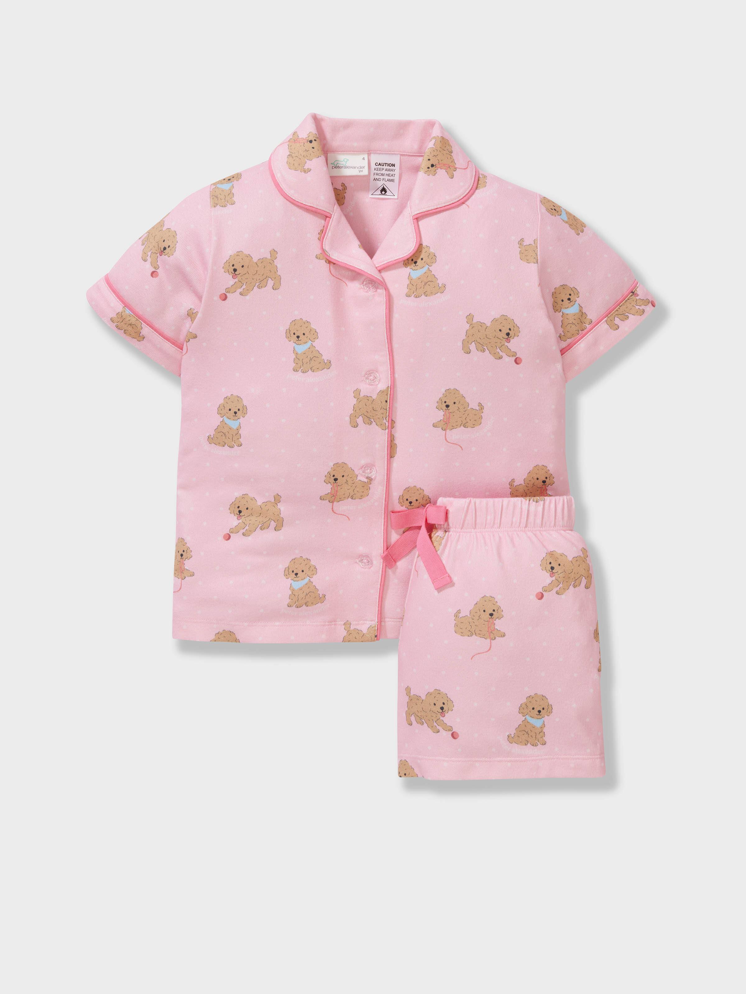 Jnr Girls Puppy Spots Plush Classic Short Pj Set