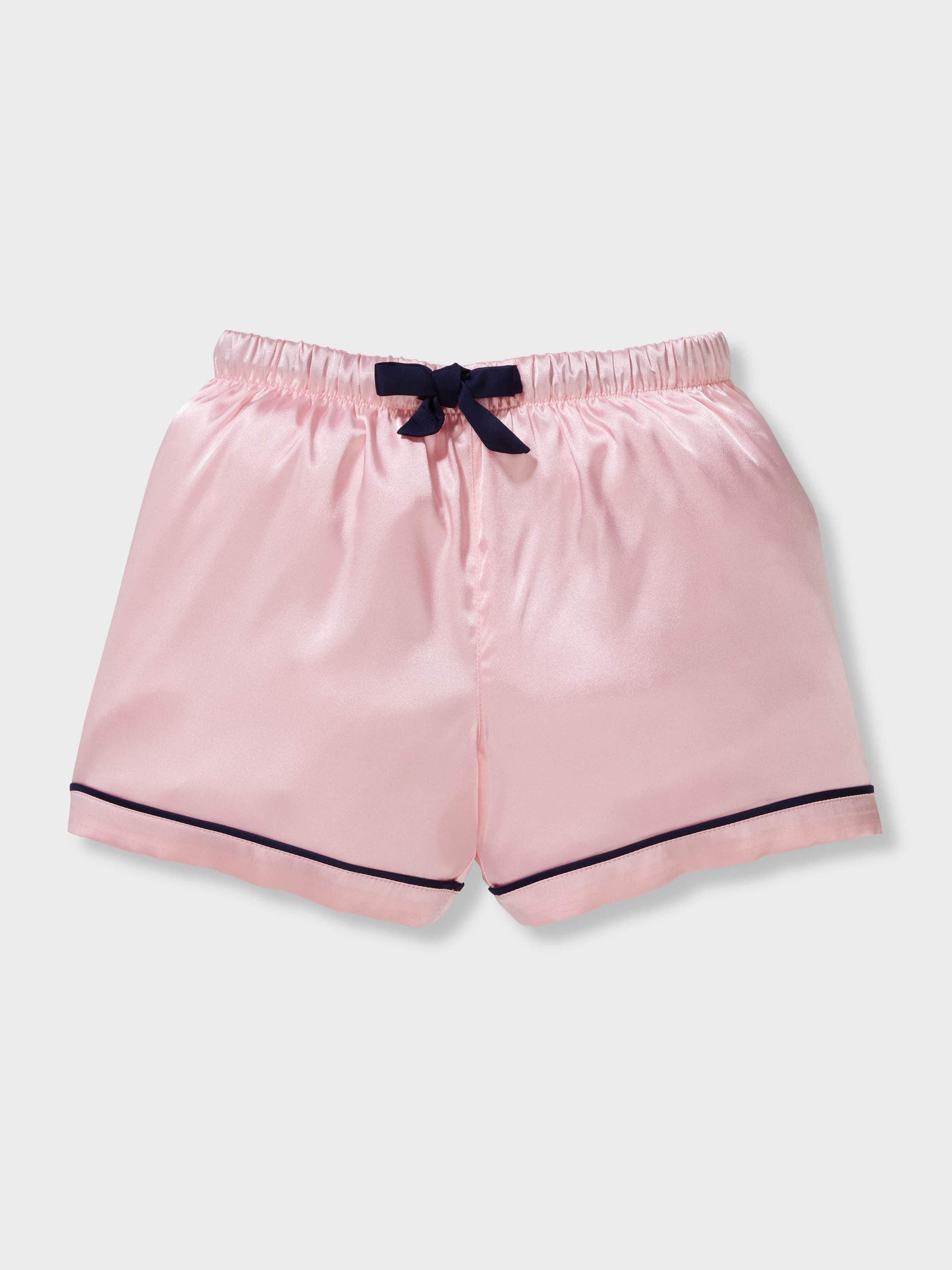 Jnr Girls Candy Pink Satin Classic Shortie Pj Set