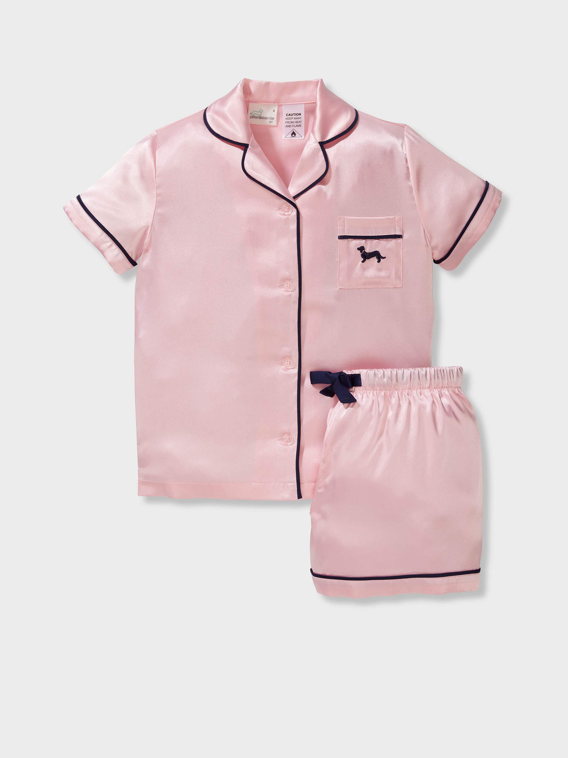 Jnr Girls Candy Pink Satin Classic Shortie Pj Set