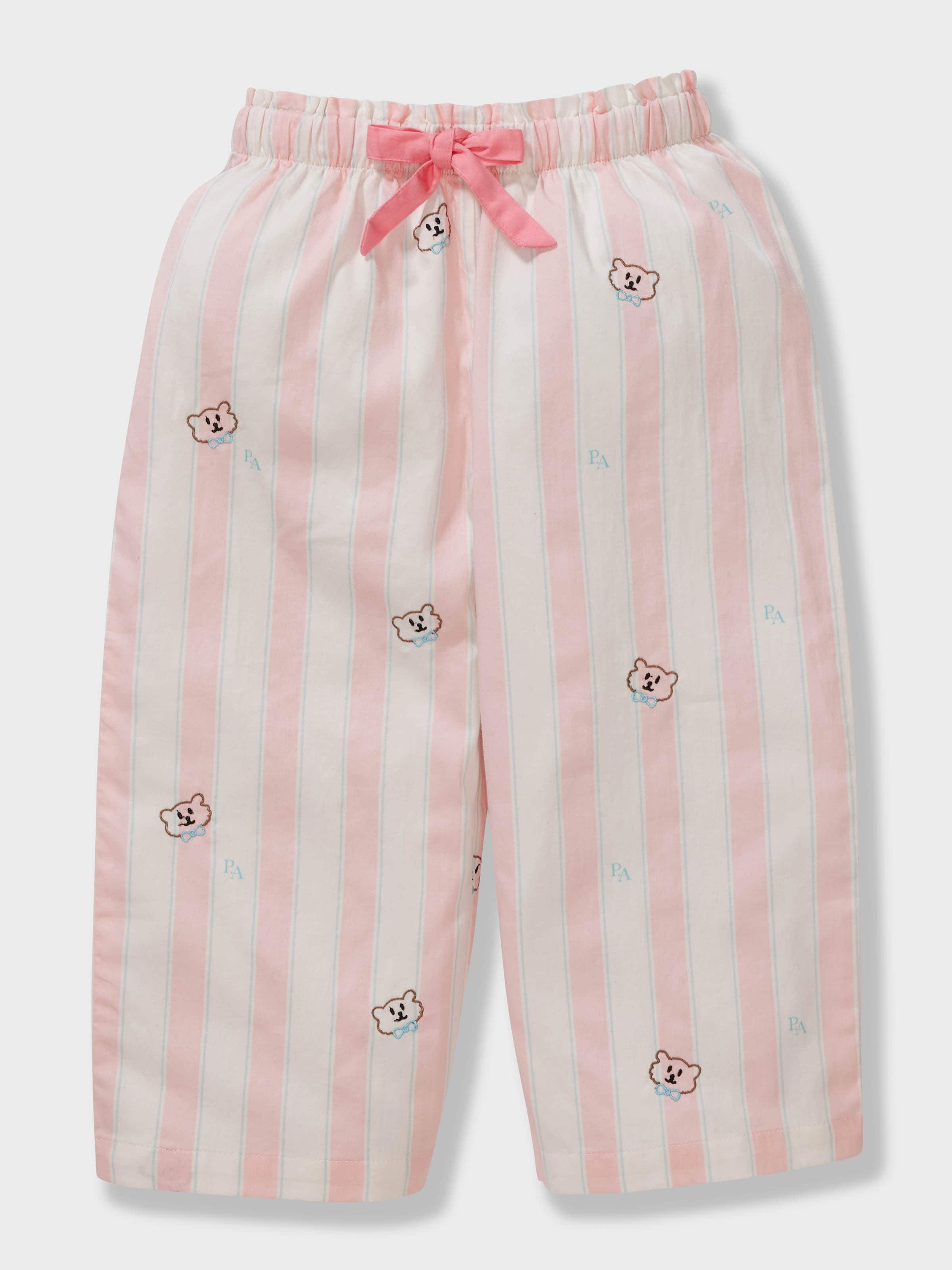 Girls 100% Cotton Bear Stripes Classic Pj Set