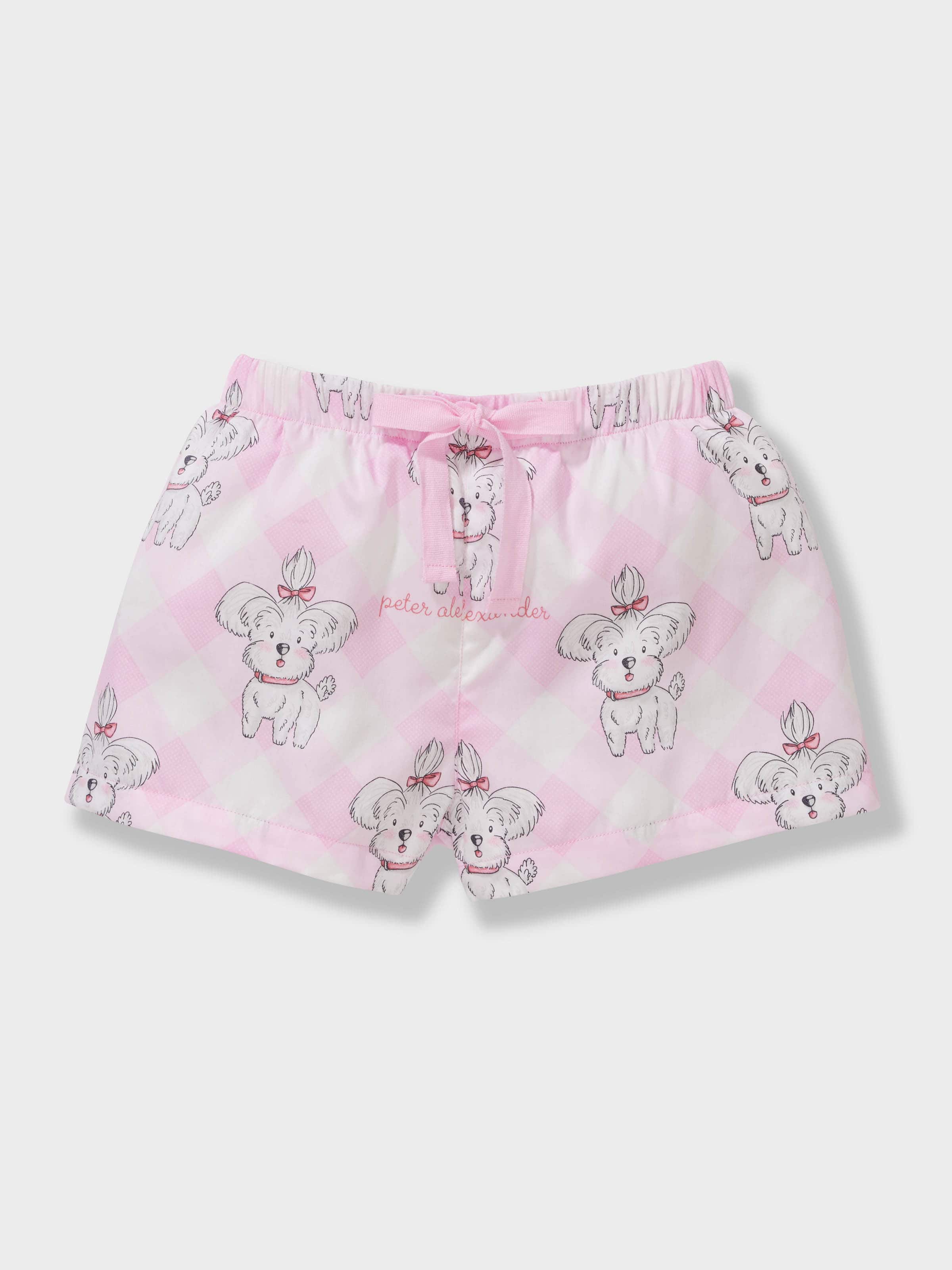 Jnr Girls Pink 100% Cotton Puppy Short Pj Set