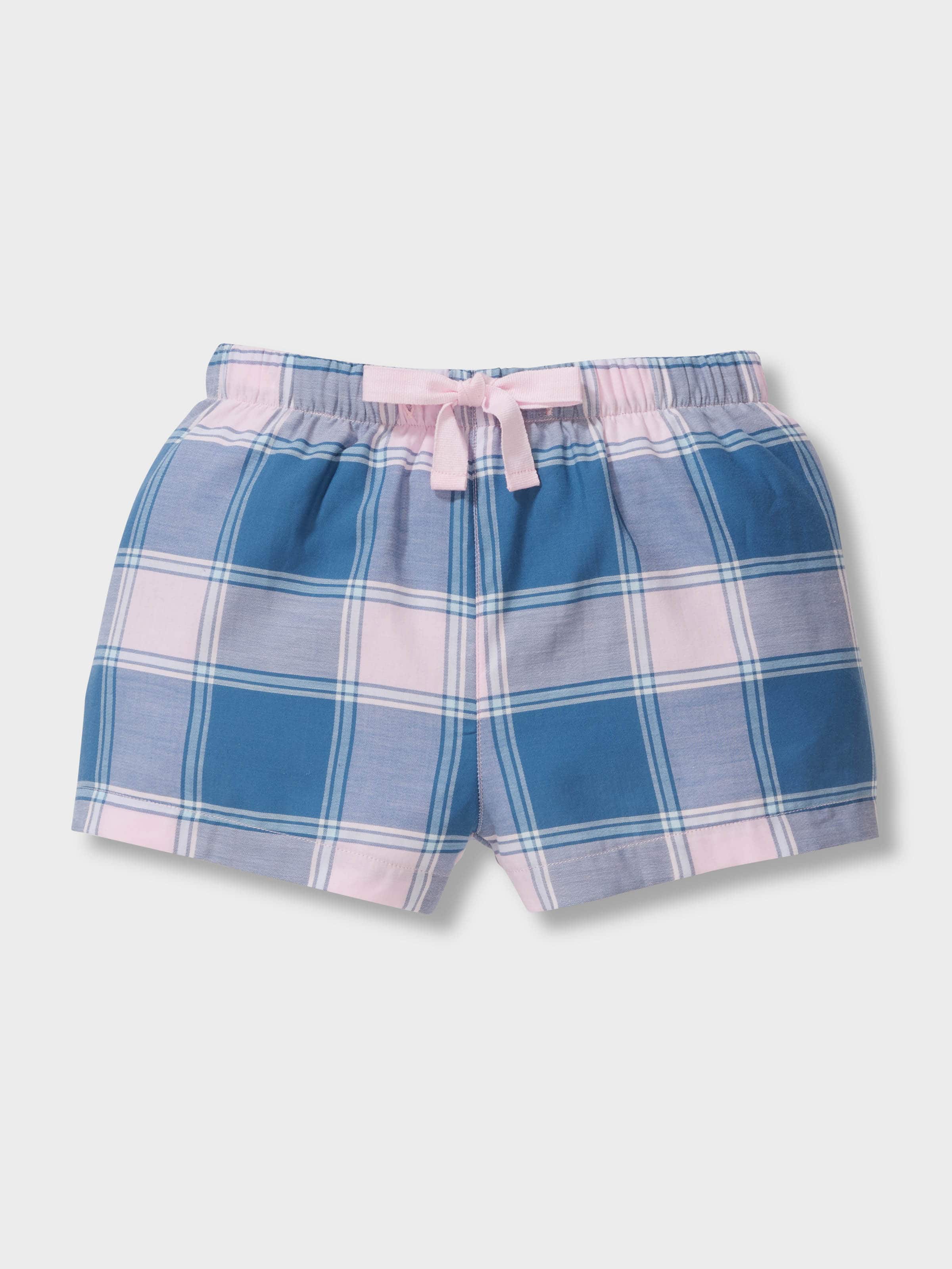 Jnr Girls 100% Cotton Pink Check Short Pj Set