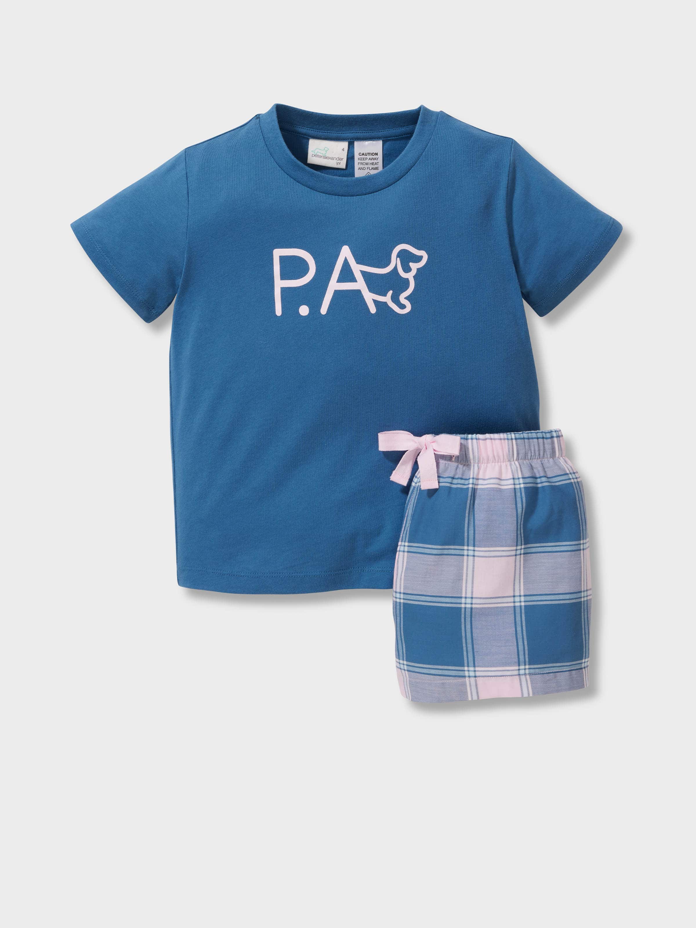 Jnr Girls 100% Cotton Pink Check Short Pj Set