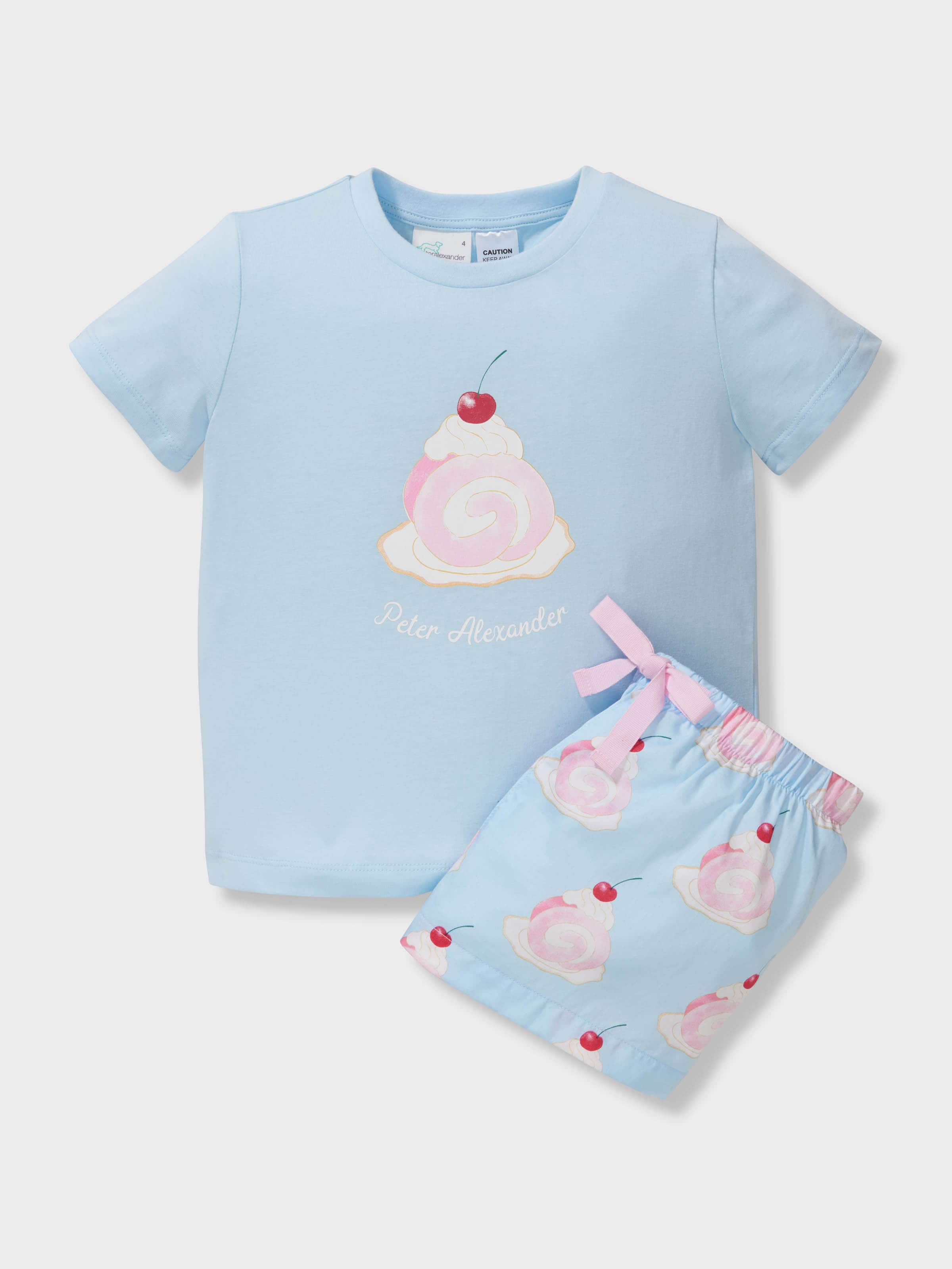 Girls 100% Cotton Roll Cake Short Pj Set