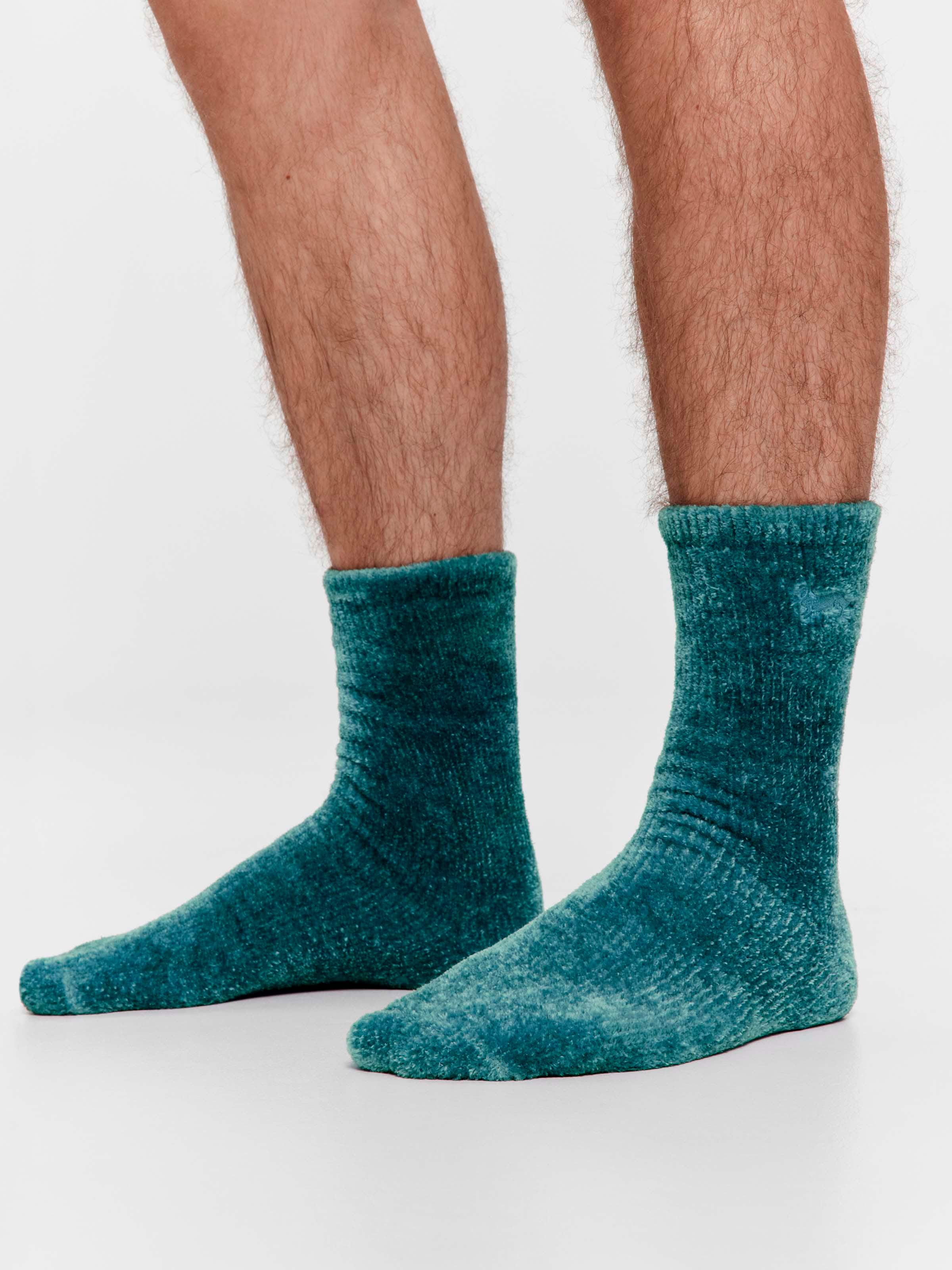 Men's Chenille Teal Rib Sock