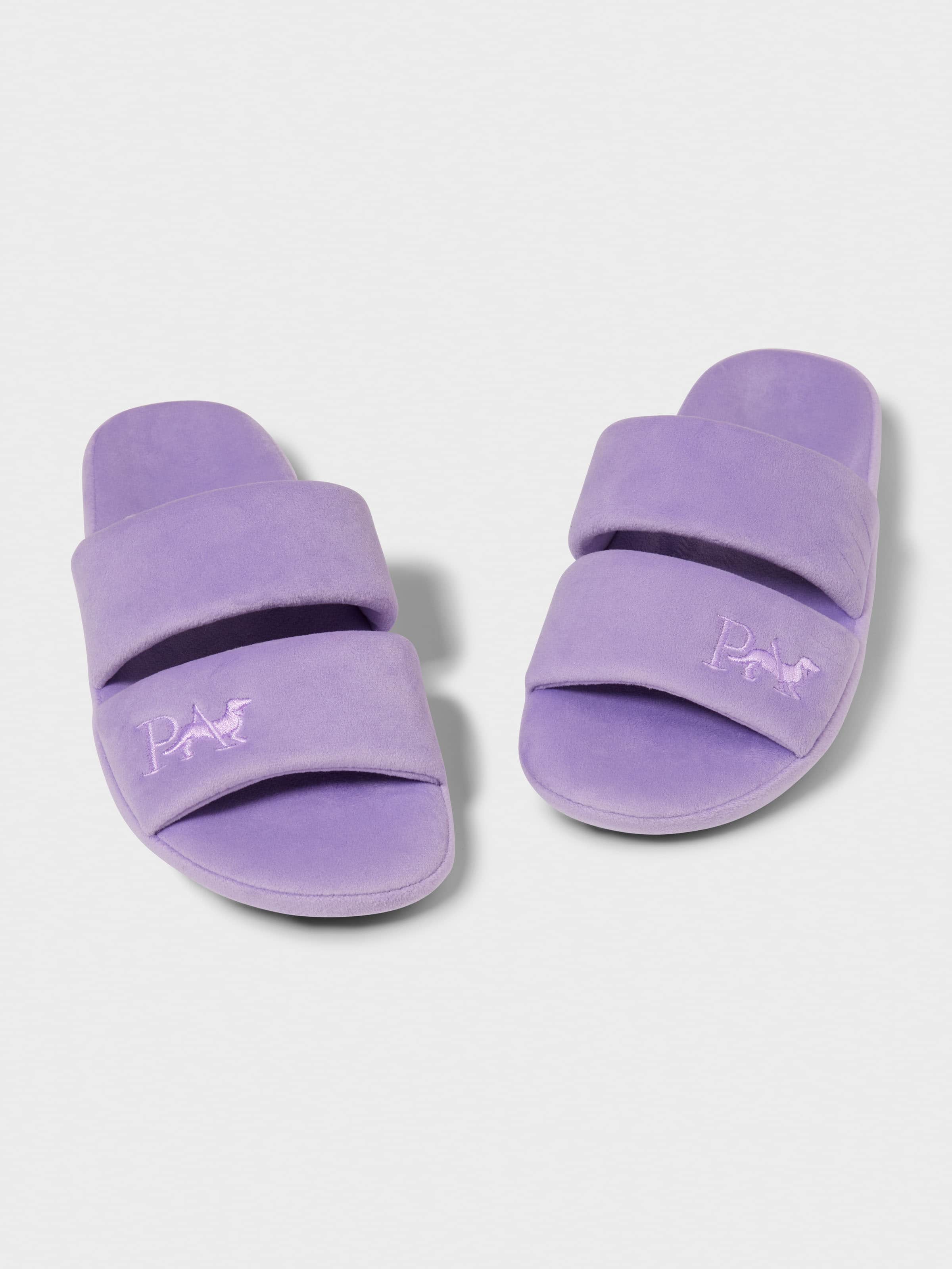 Lilac Plush Twin Strap Slide