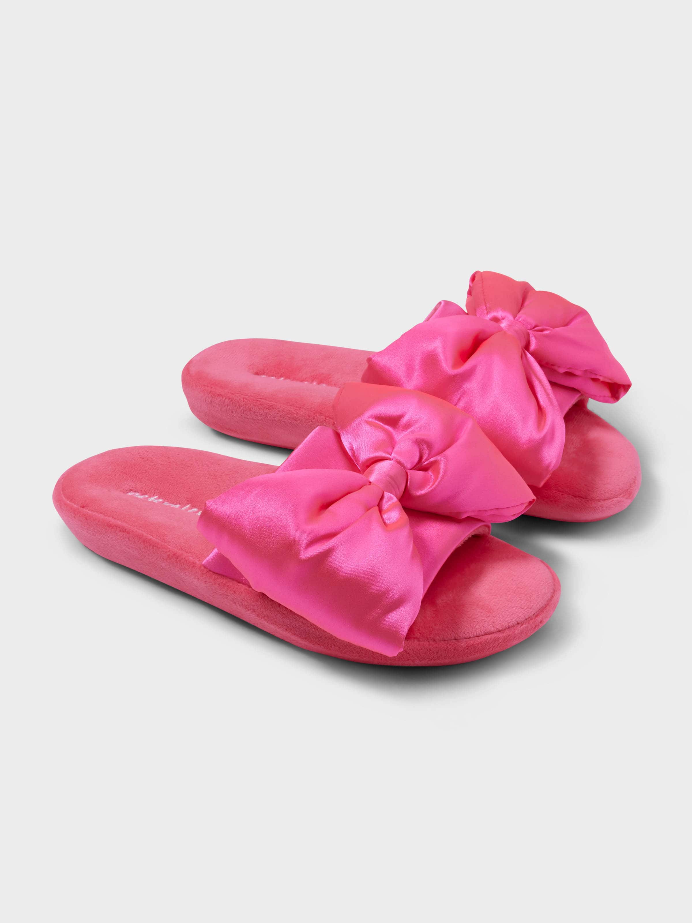 Fluro Pink Satin Bow Slide