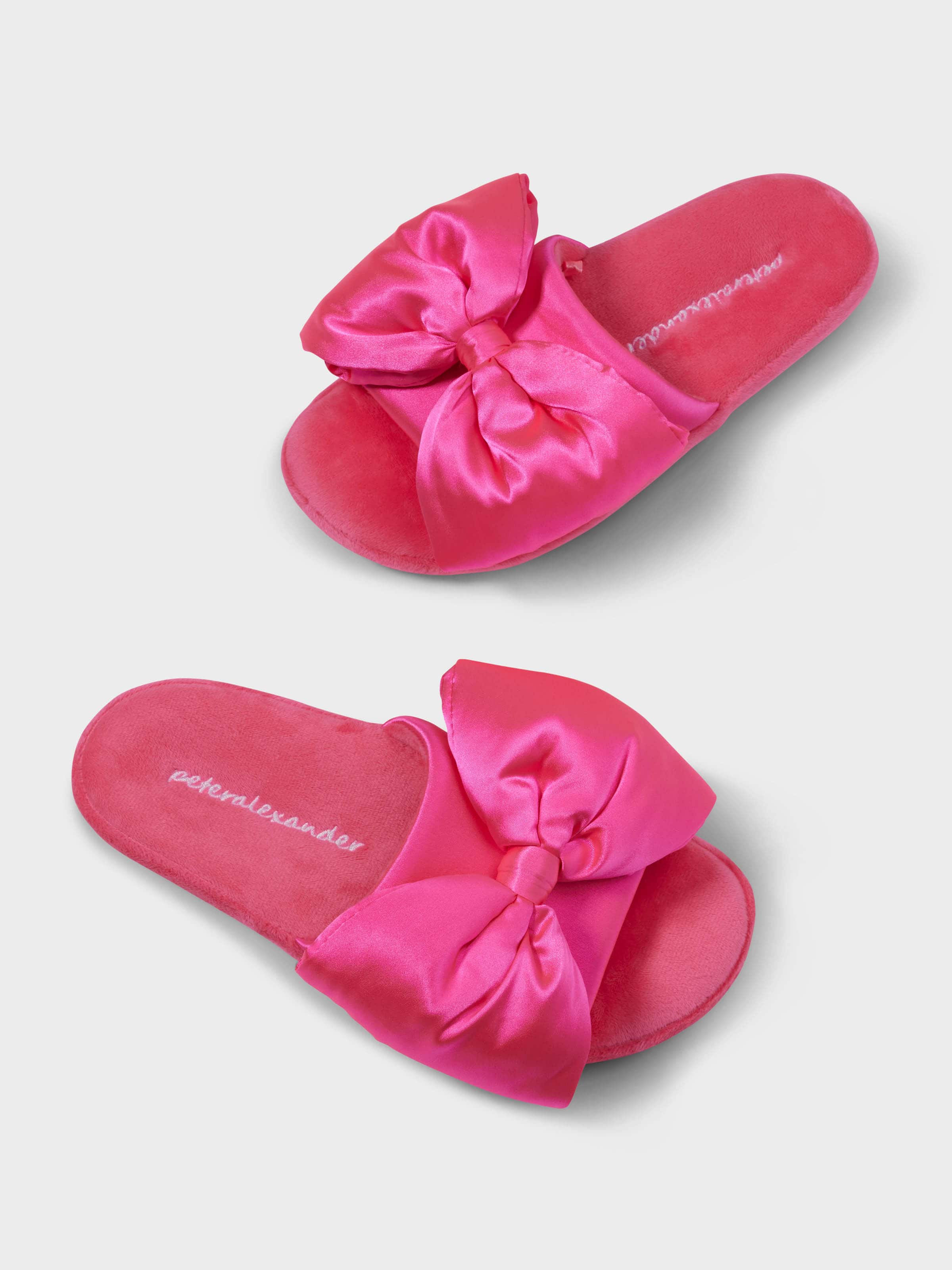 Fluro Pink Satin Bow Slide