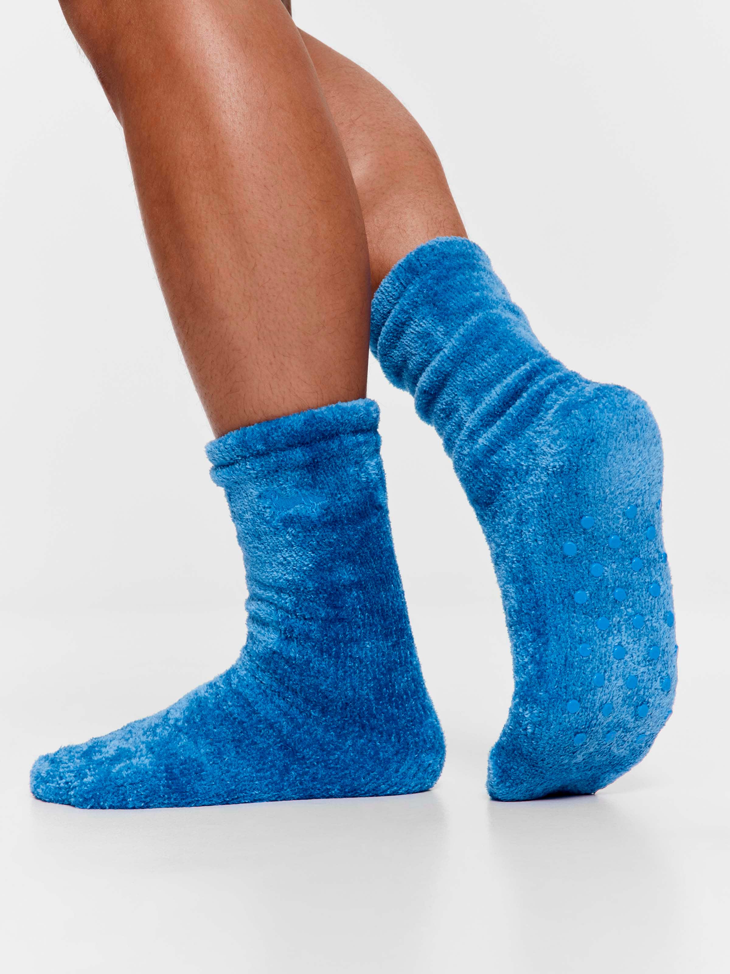 Blue Chenille Socks