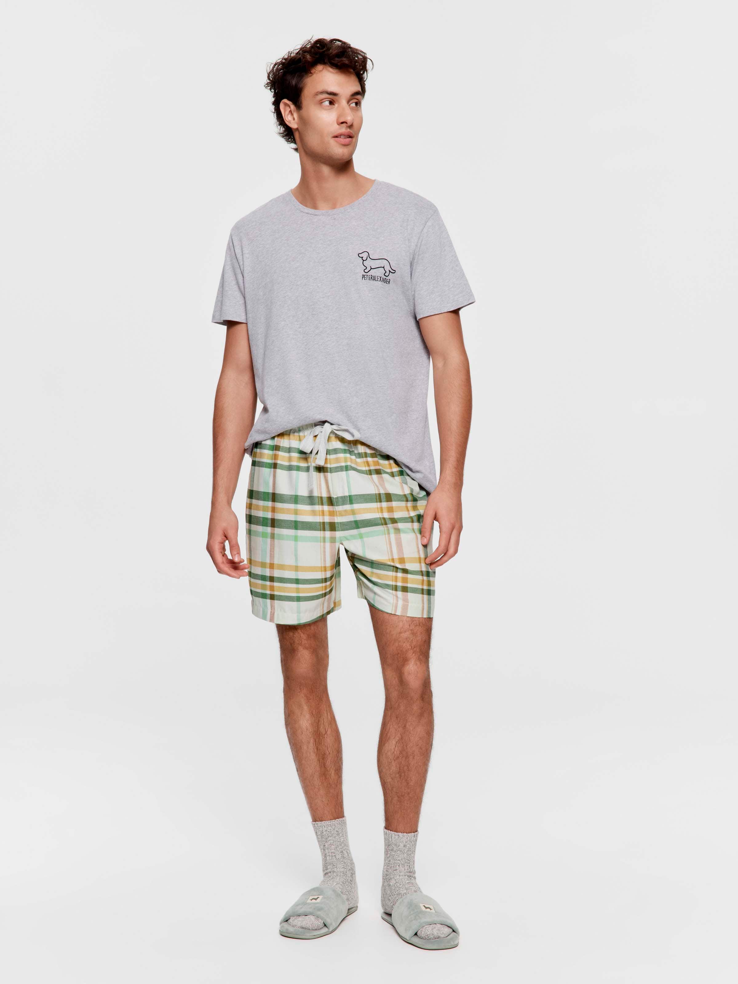 Green Check 100% Cotton Mid Short