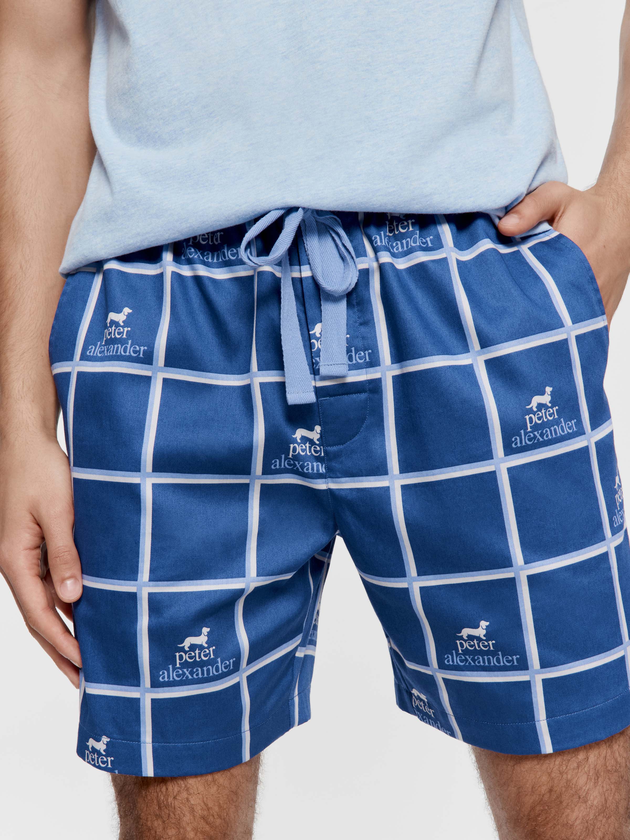 Windowpane 100% Cotton Mid Short