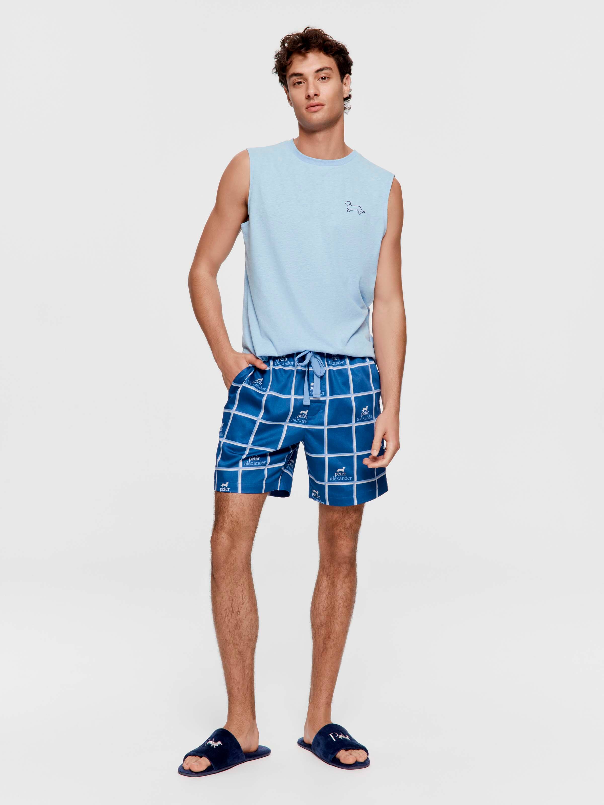 Windowpane 100% Cotton Mid Short