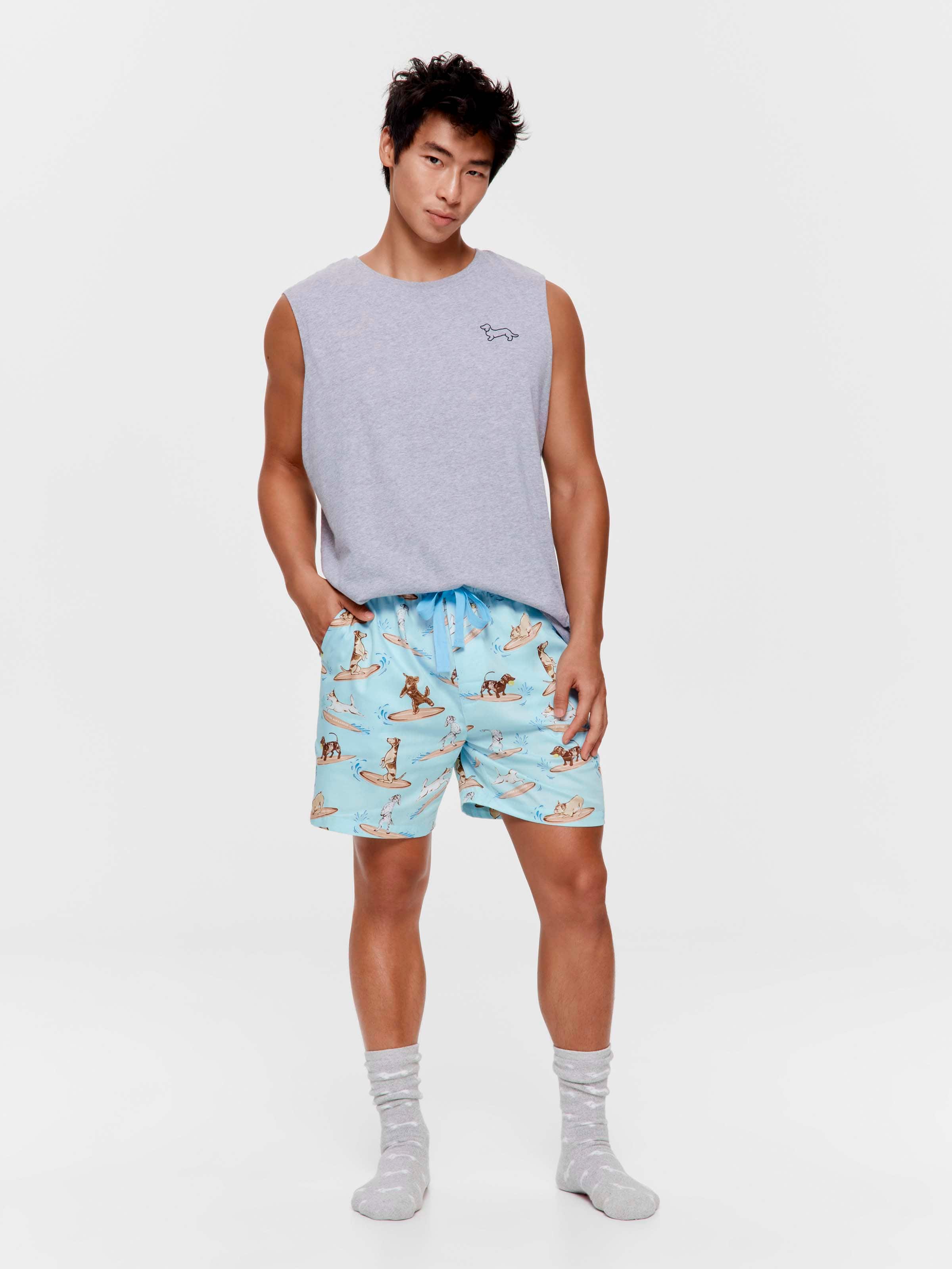 Dog Surfing 100% Cotton Mid Short