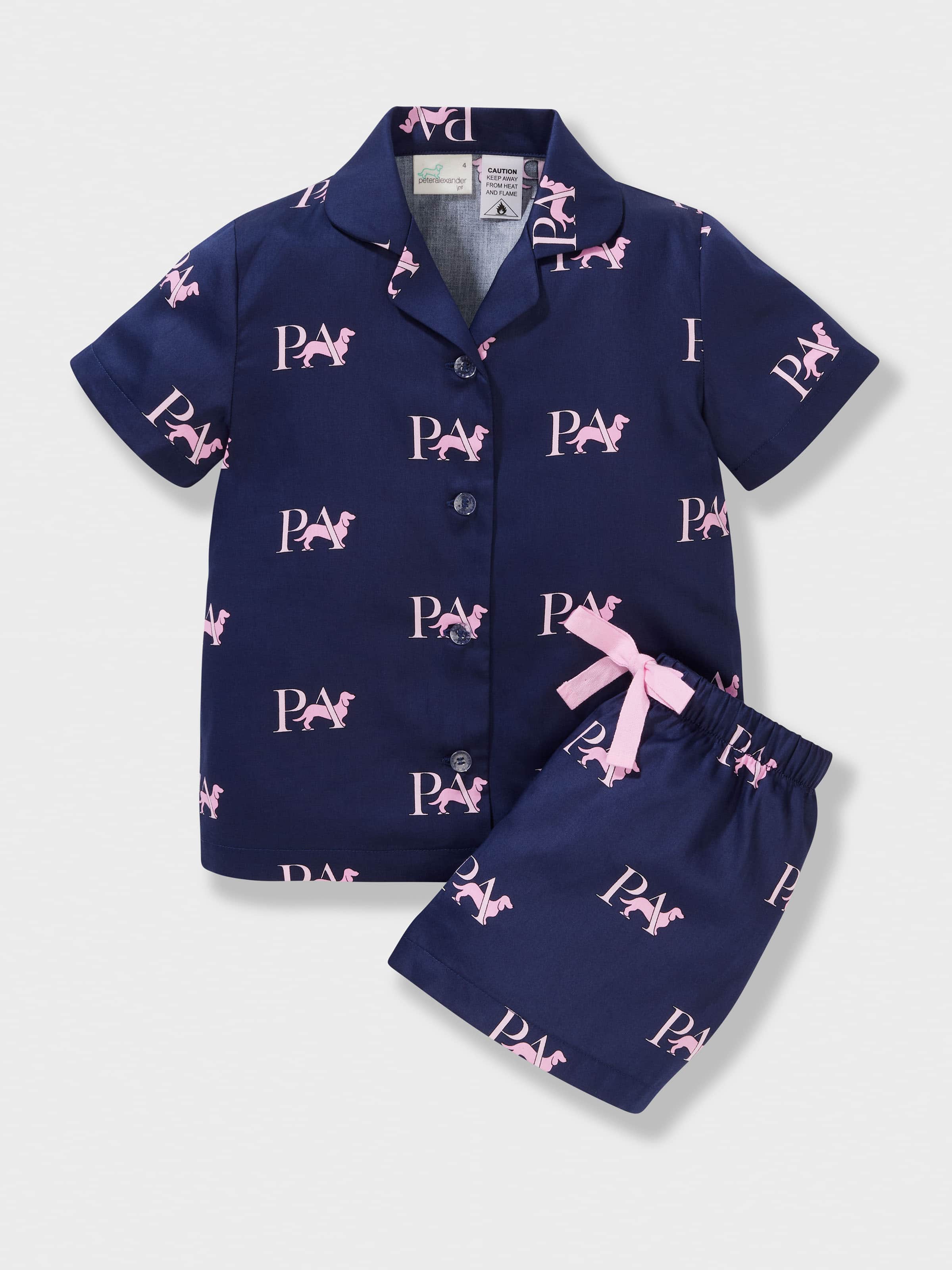 Girls P.A Logo 100% Cotton Classic Shortie Pj Set