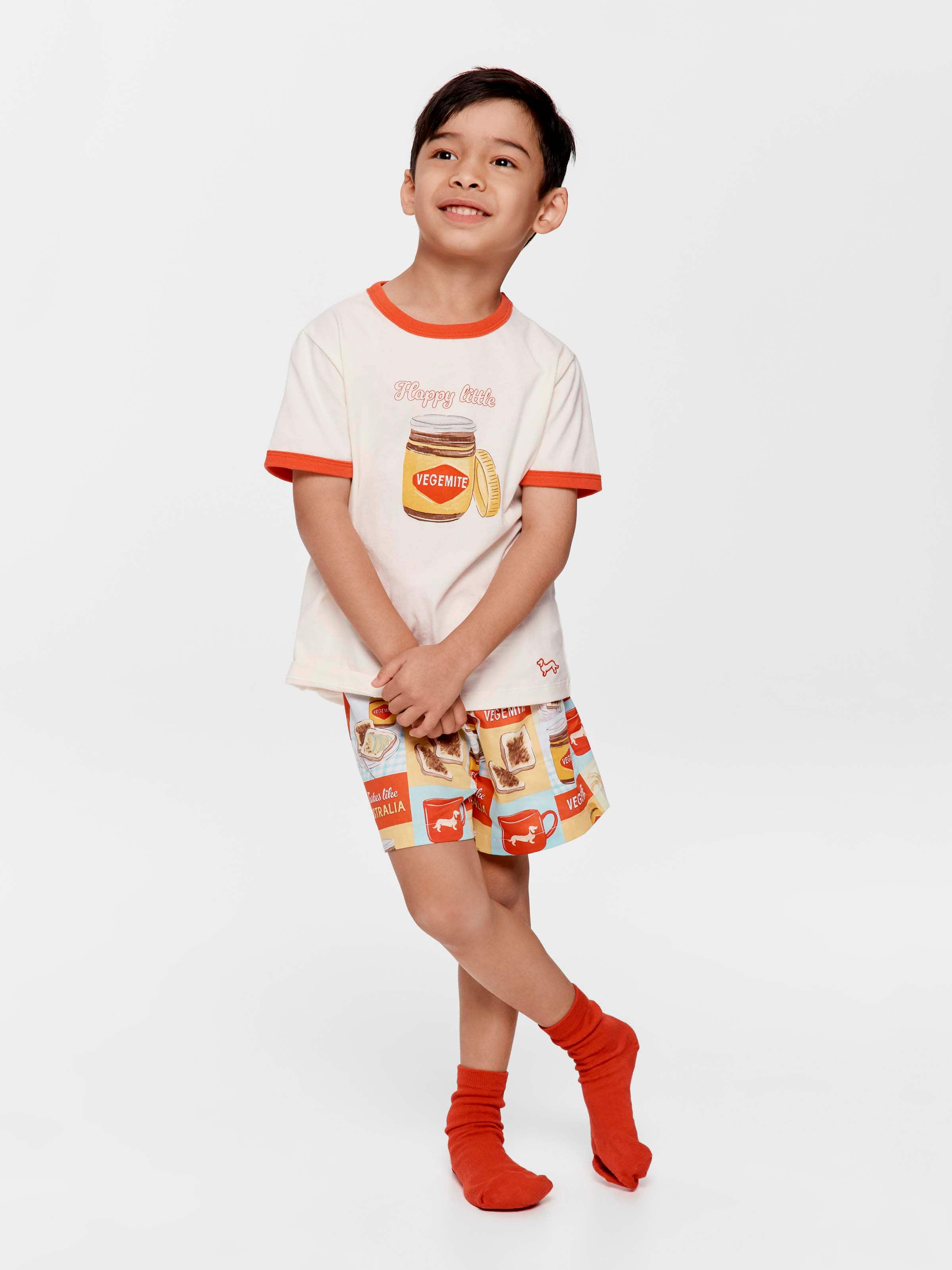 Jnr Boys Vegemite 100% Cotton Short Pj Set