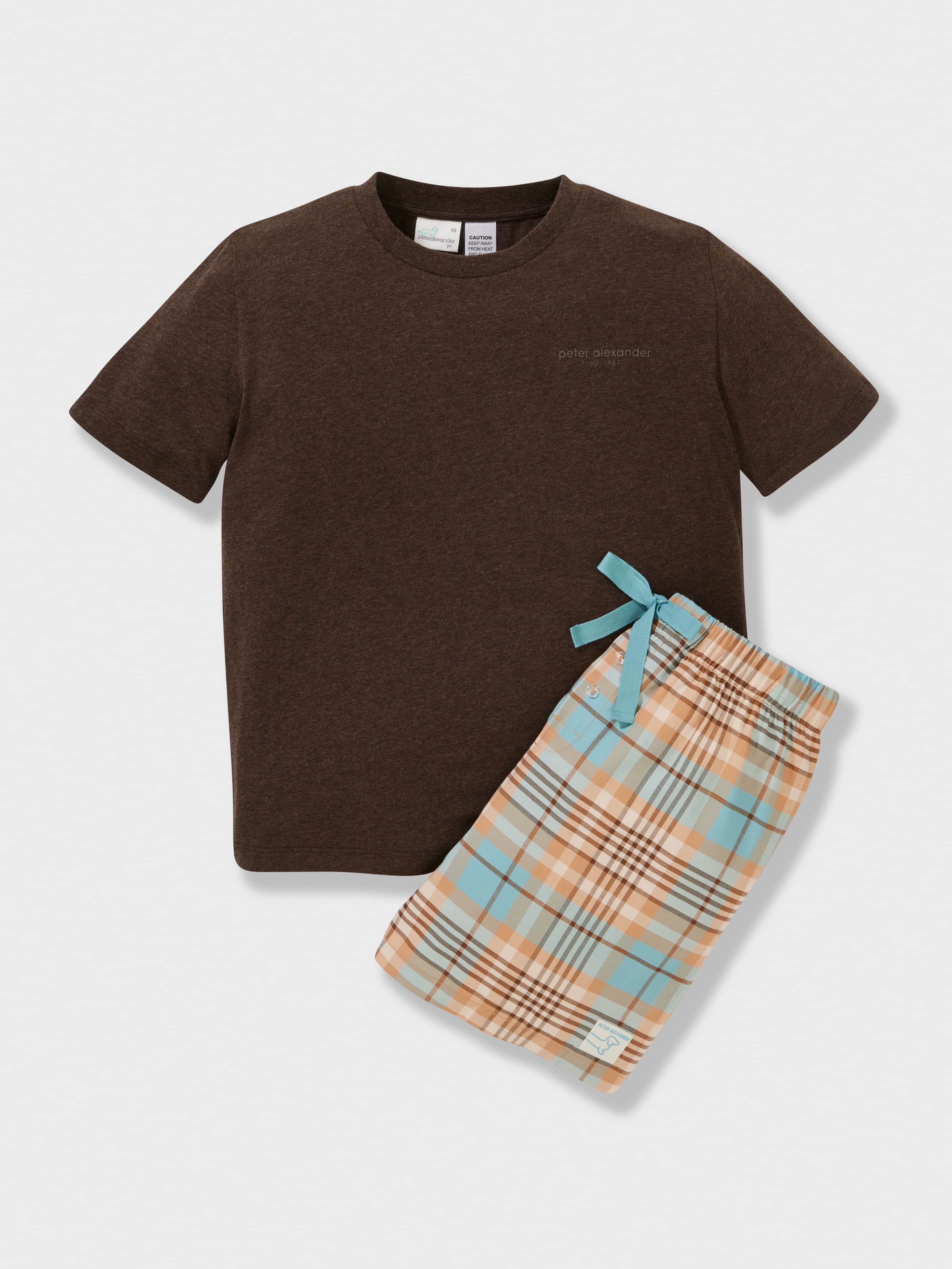 Boys Surf Check 100% Cotton Short Pj Set