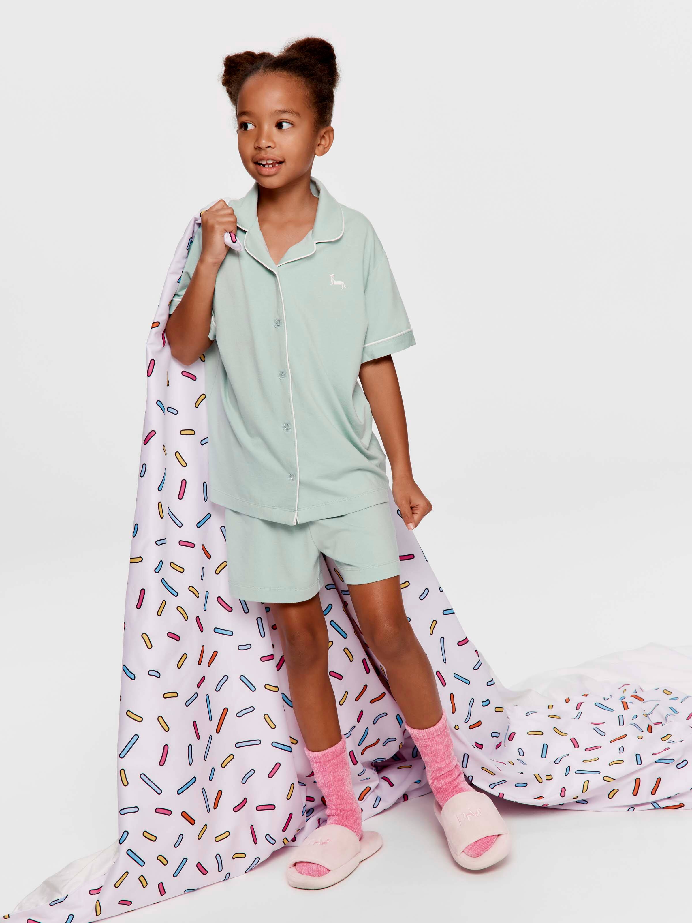 Girls Green Bamboo Short Classic Pj Set