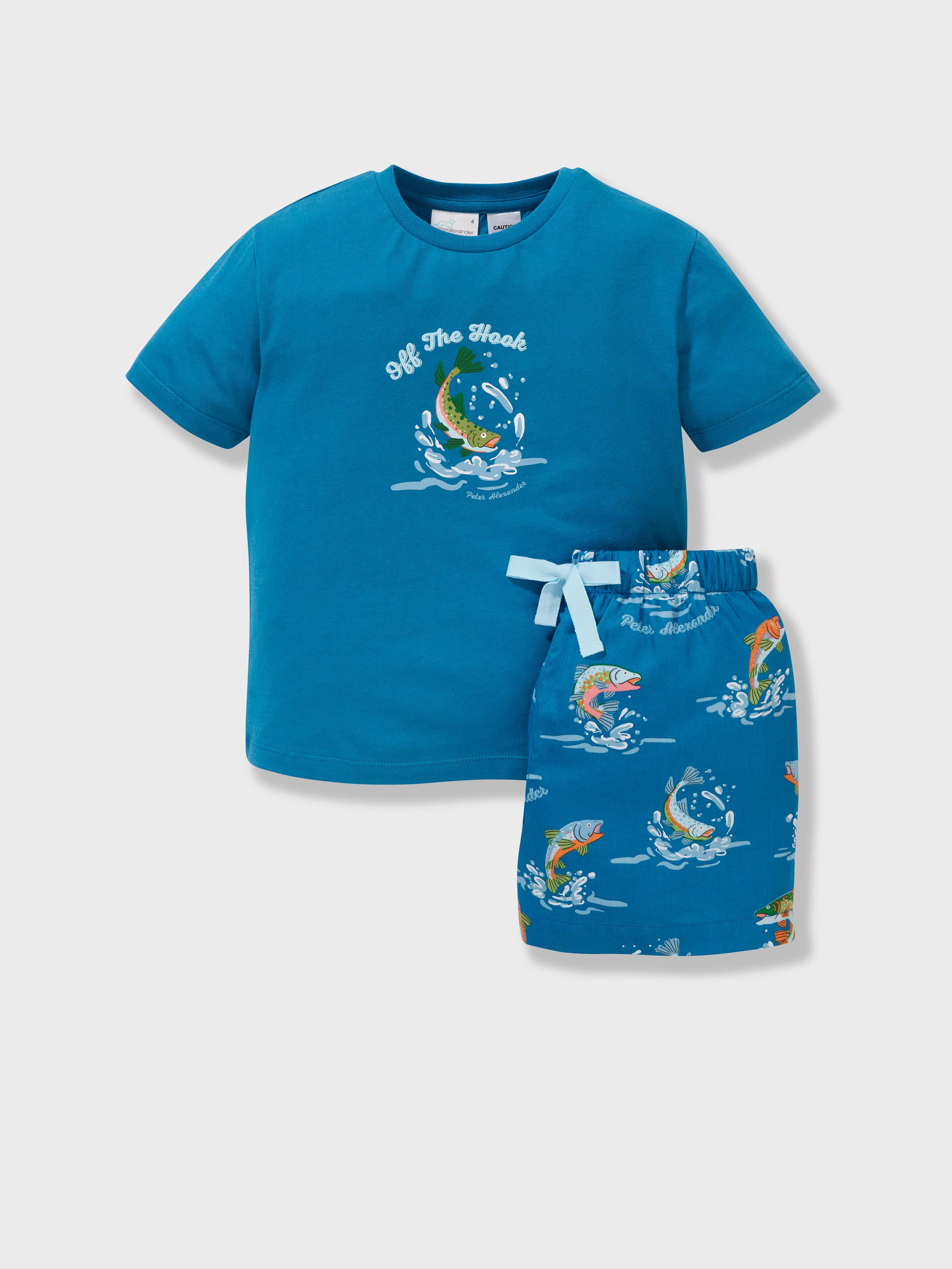 Jnr Boys Fishing 100% Cotton Short Pj Set