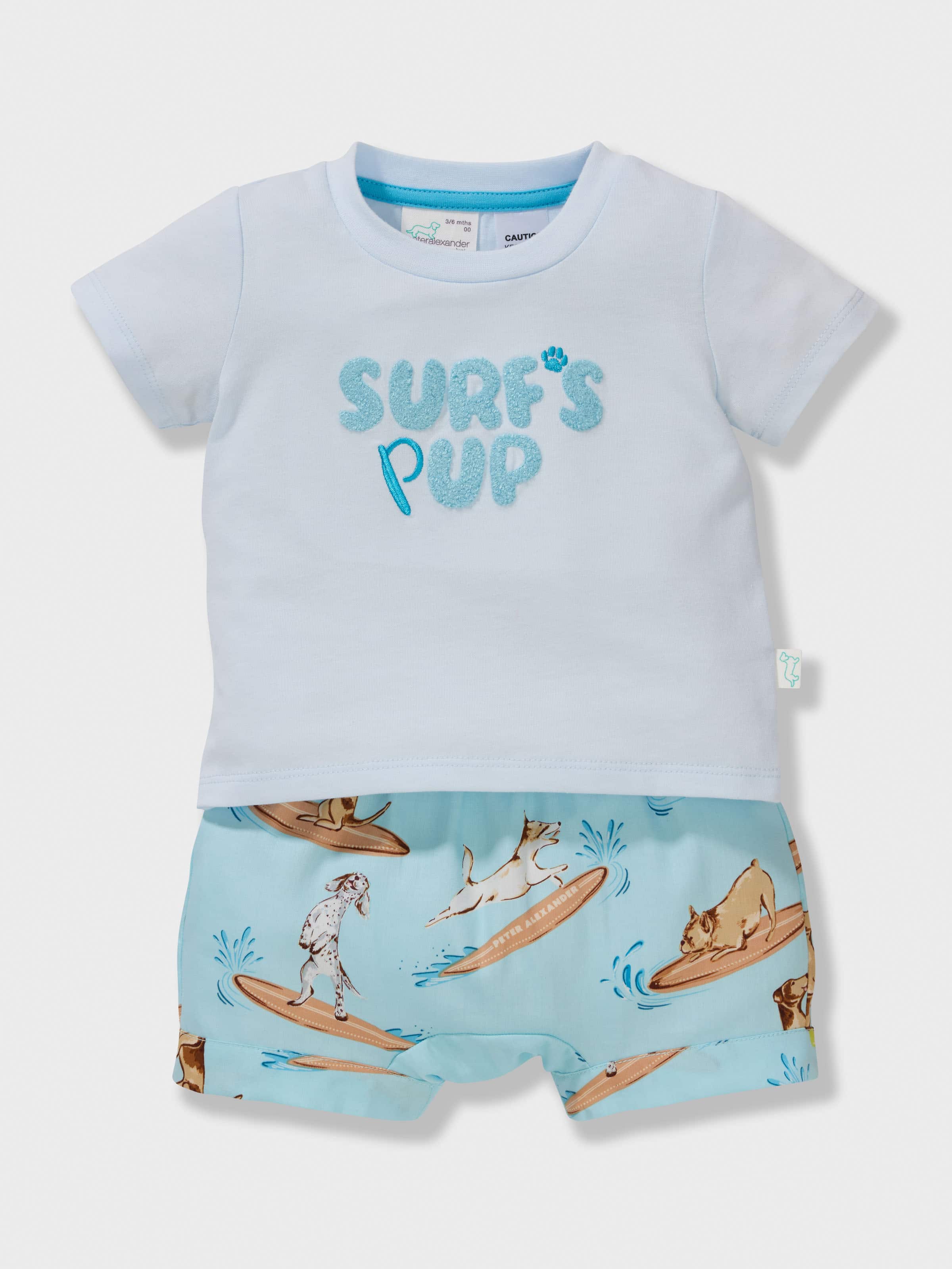 Baby Boys Surf Pup 100% Cotton Short Pj Set