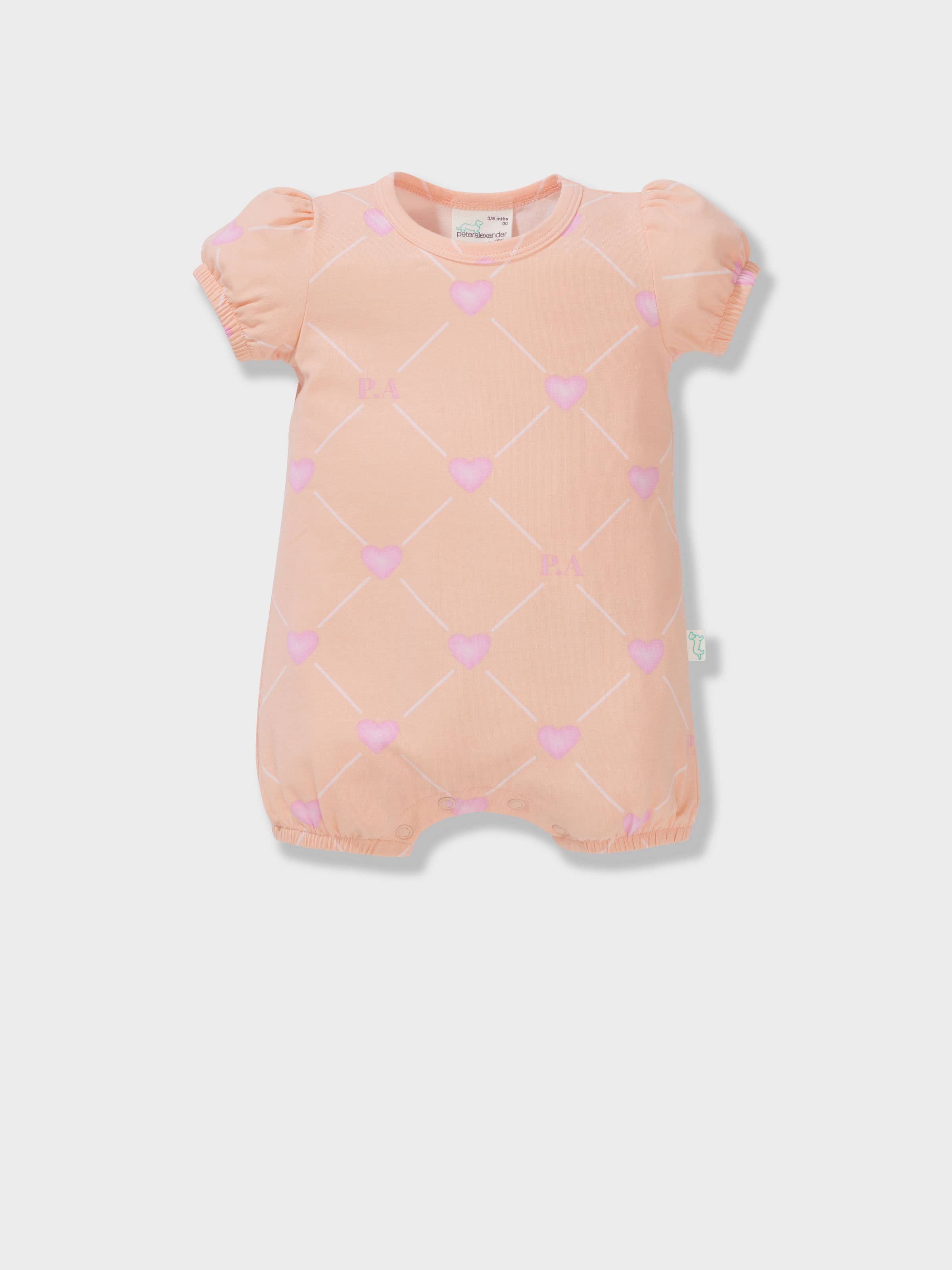 Baby Girl Heart Check Romper