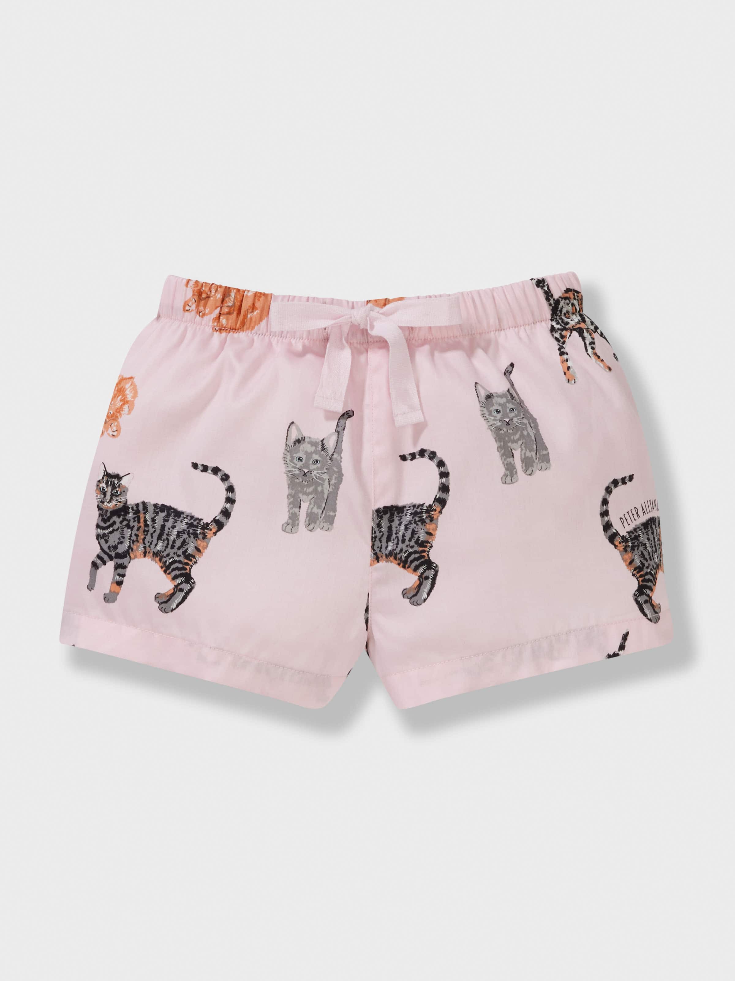 Jnr Girls Pink Cat 100% Cotton Short Pj Set