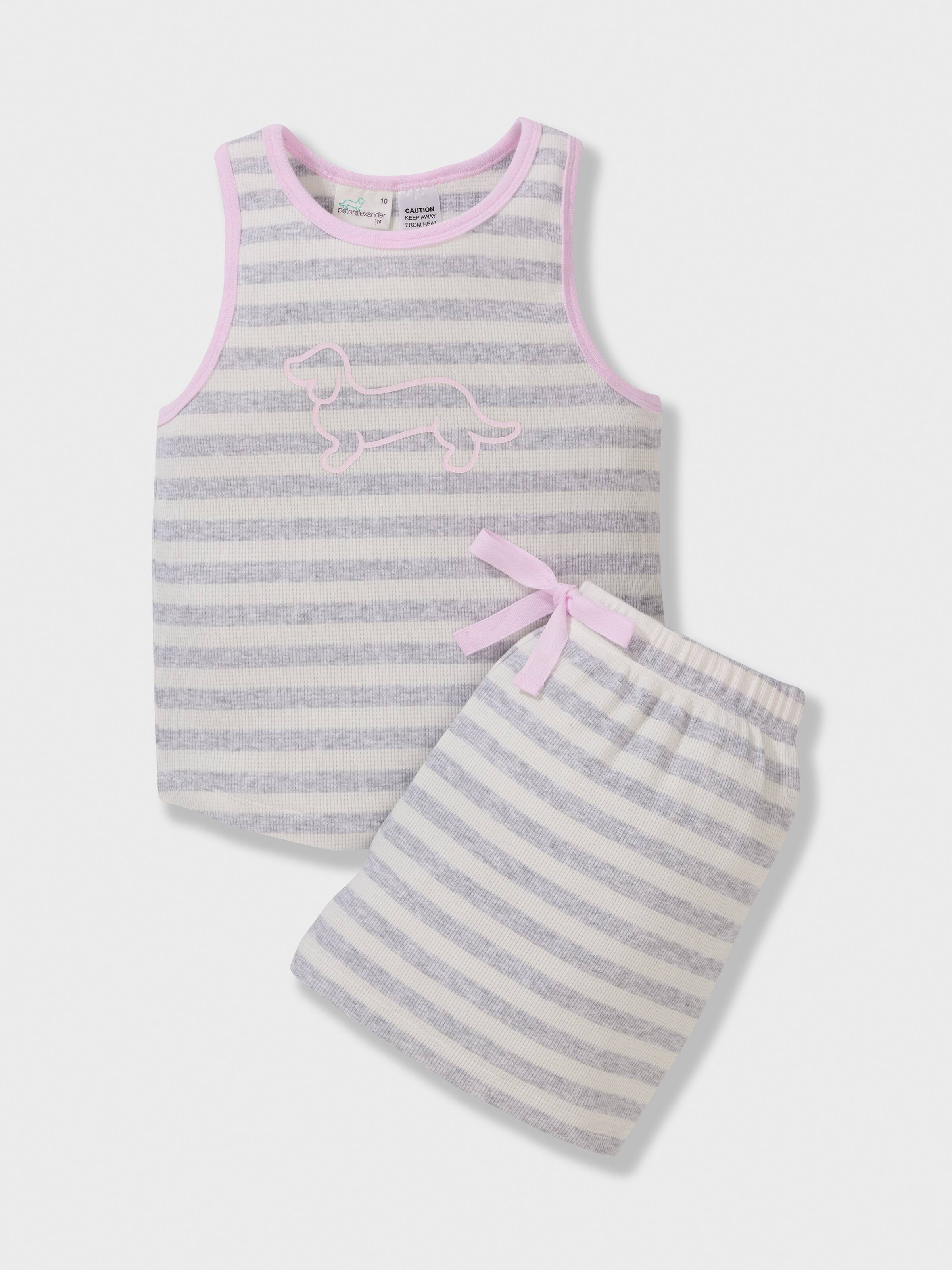 Girls Waffle Knit Tank Short Pj Set