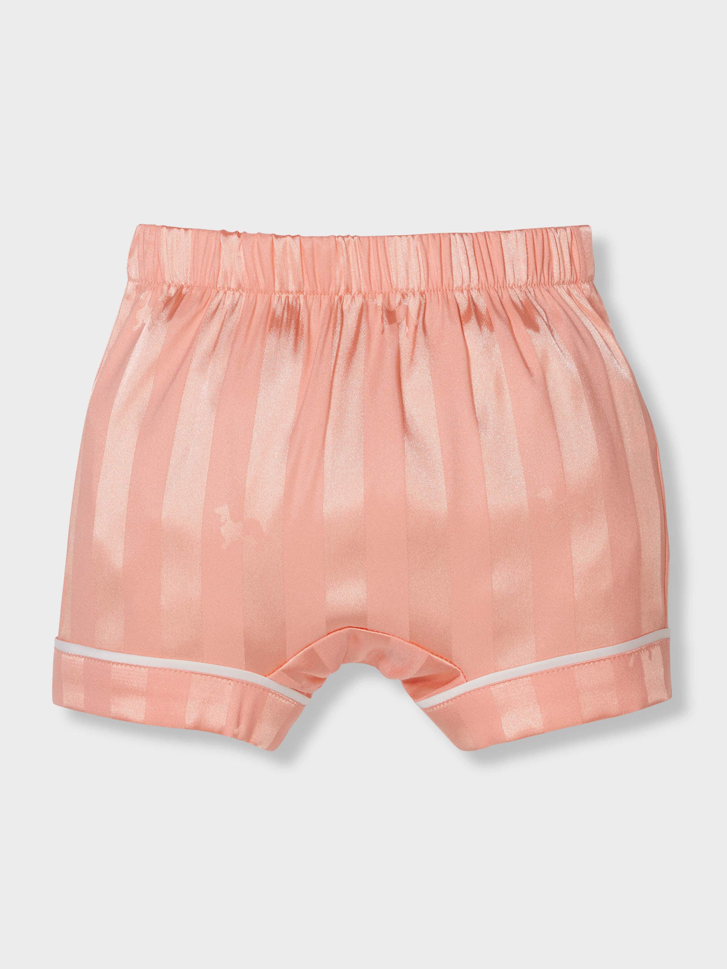 Baby Girl Apricot Stripe Satin Classic Shortie Pj Set
