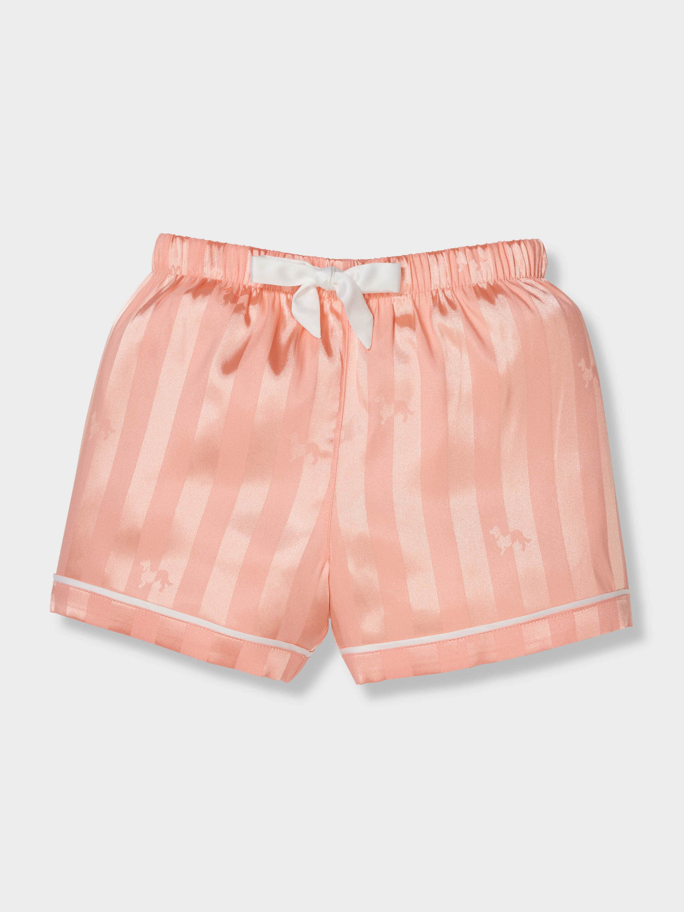 Jnr Girls Apricot Stripe Satin Classic Shortie Pj Set