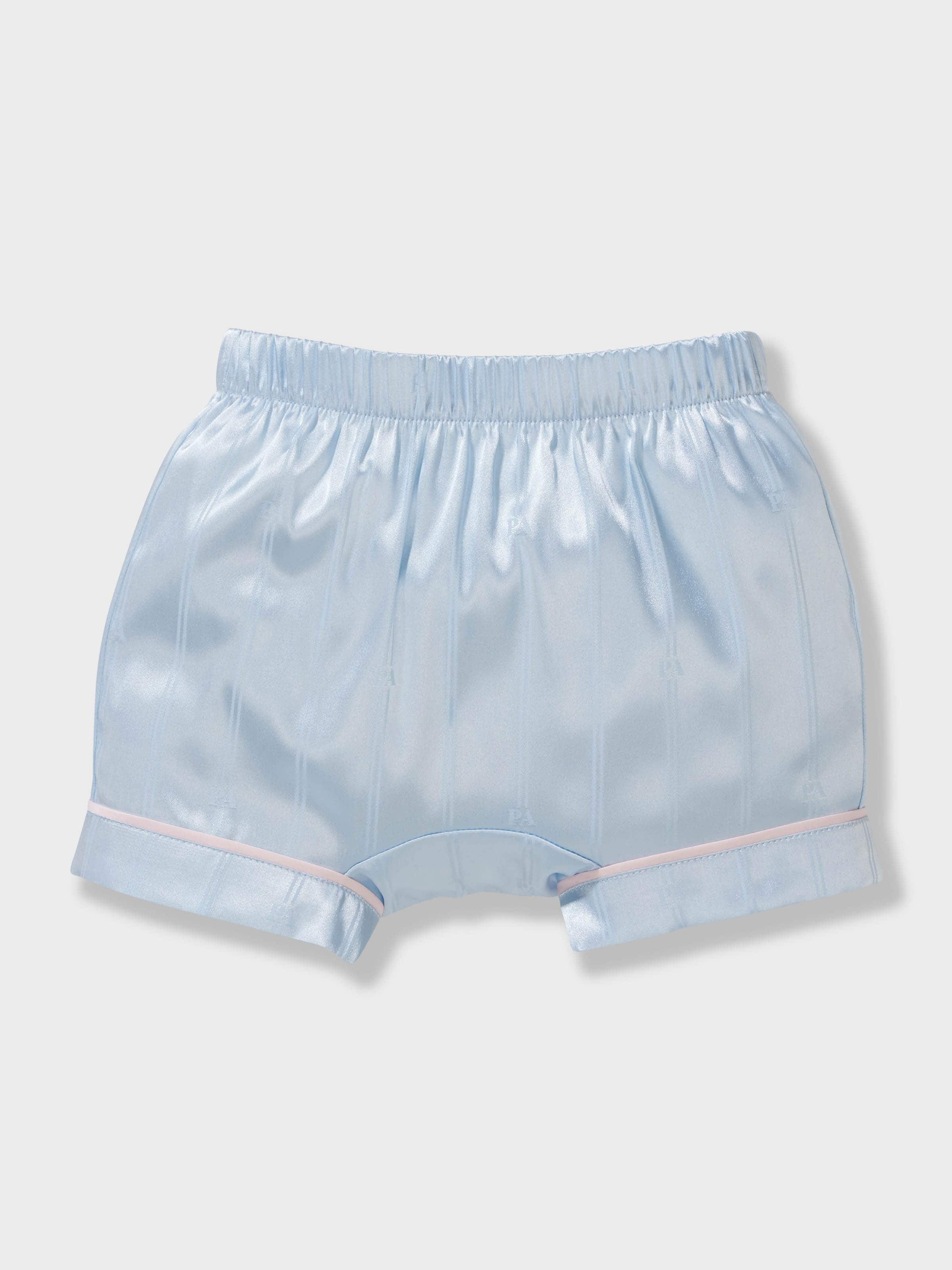 Baby Girl Ice Blue Satin Classic Shortie Pj Set