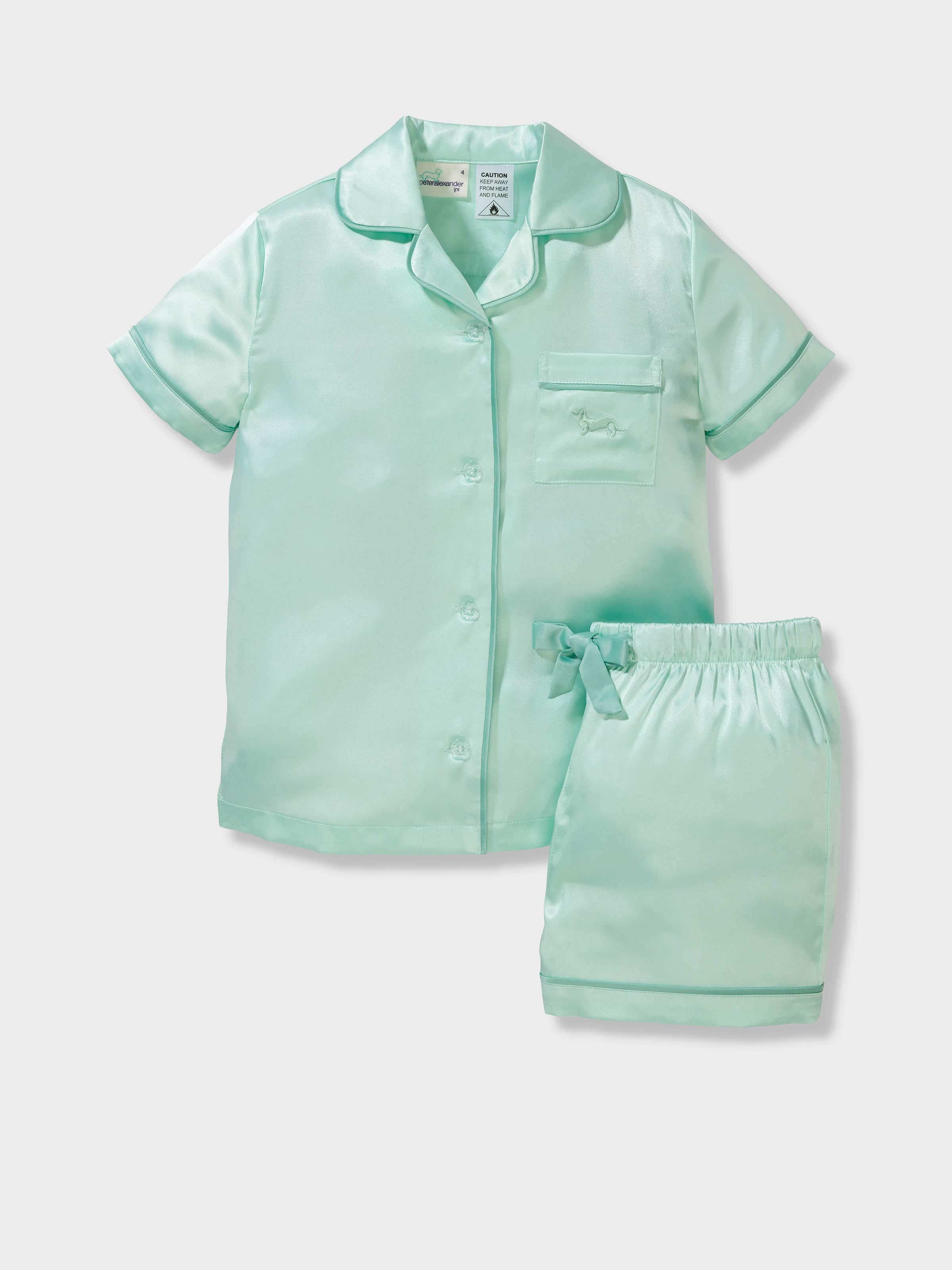 Jnr Girls Jade Satin Classic Shortie Pj Set