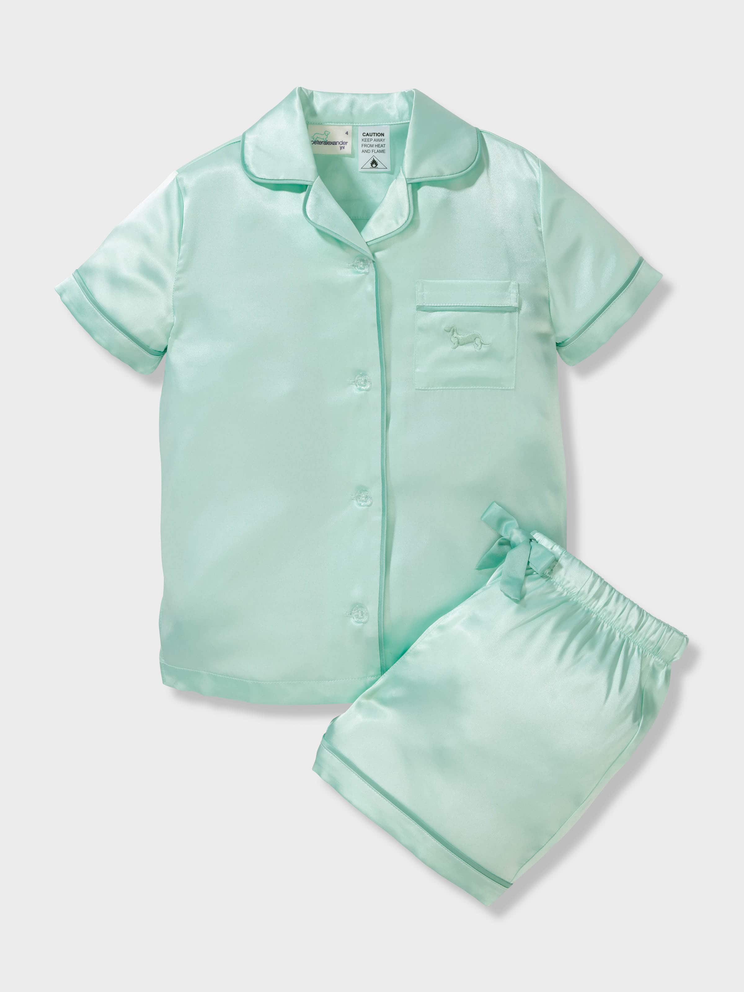 Girls Jade Satin Classic Shortie Pj Set