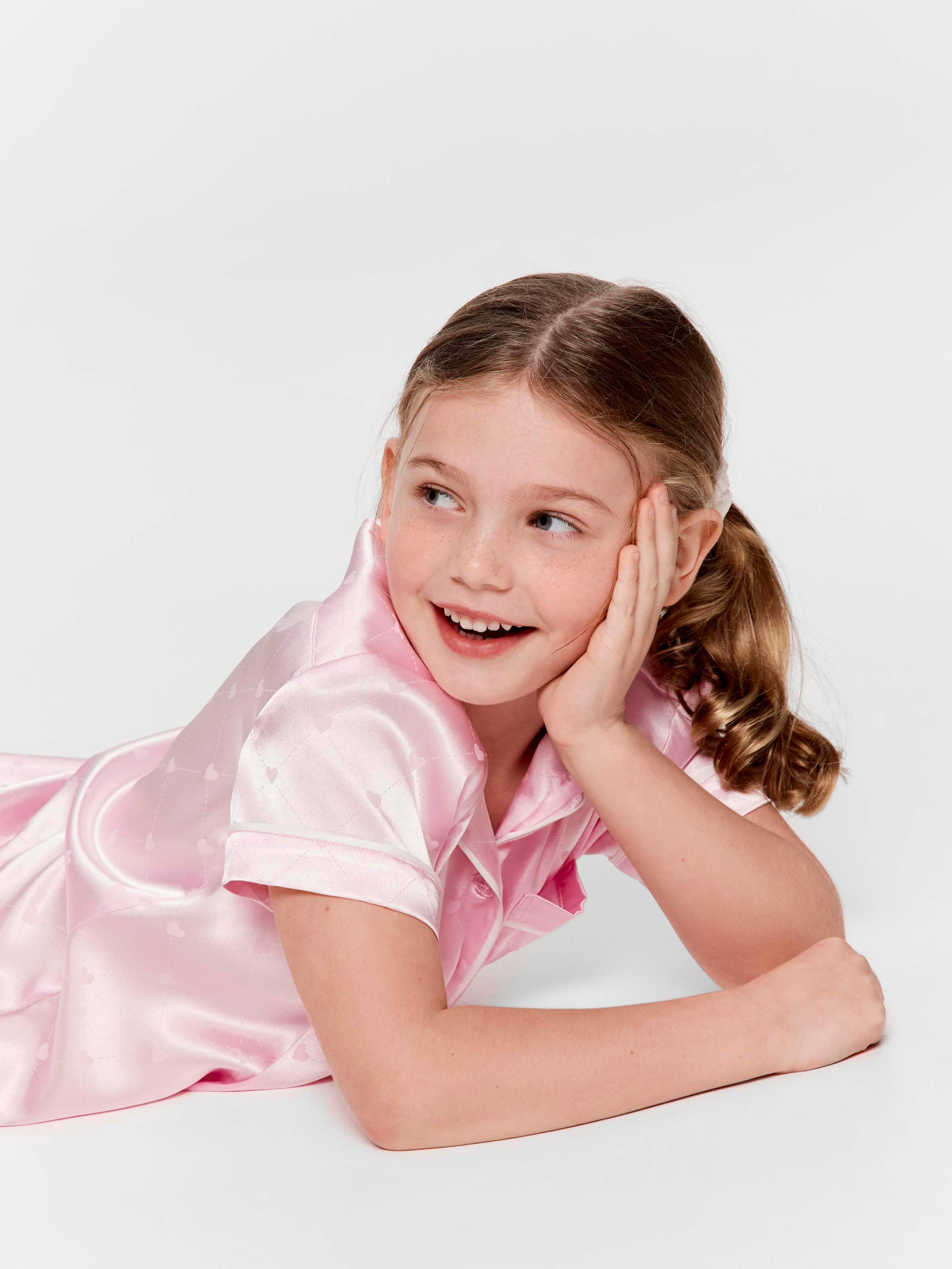 Jnr Girls Pink Satin Nightie